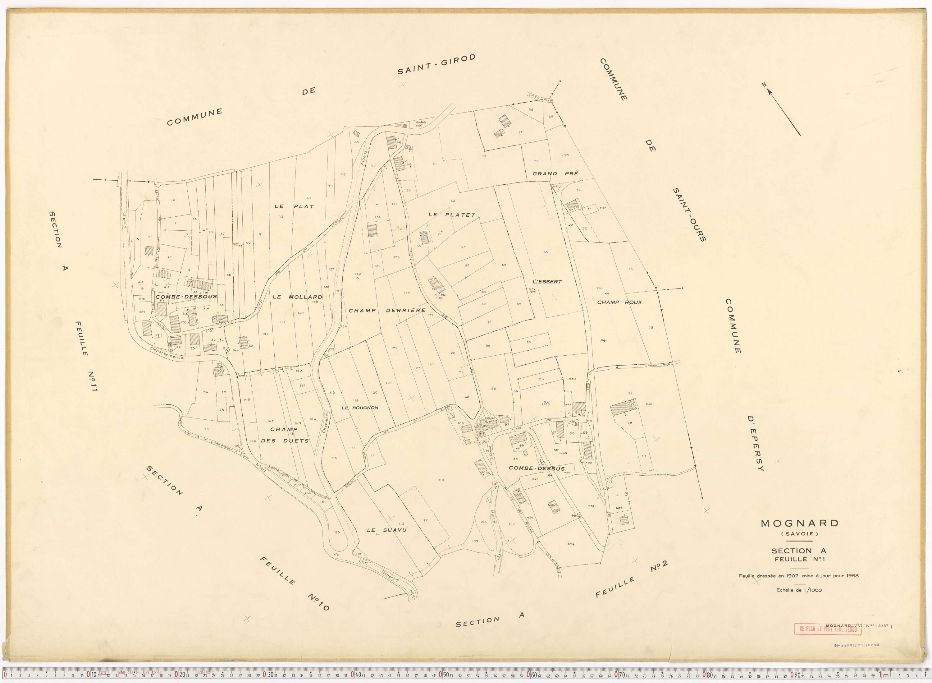 Mognard - Plans cadastraux du cadastre rénové.