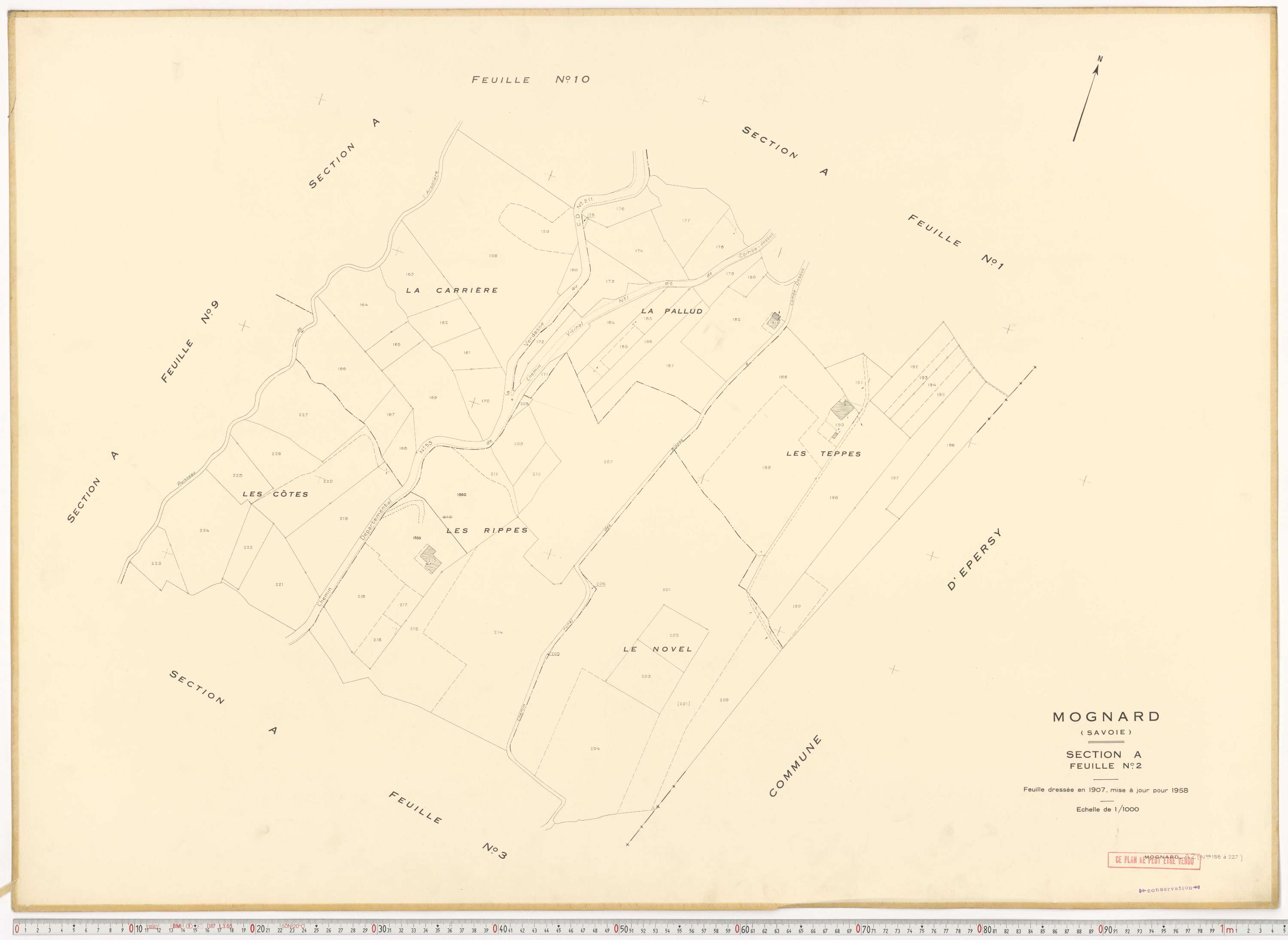 Mognard - Plans cadastraux du cadastre rénové.