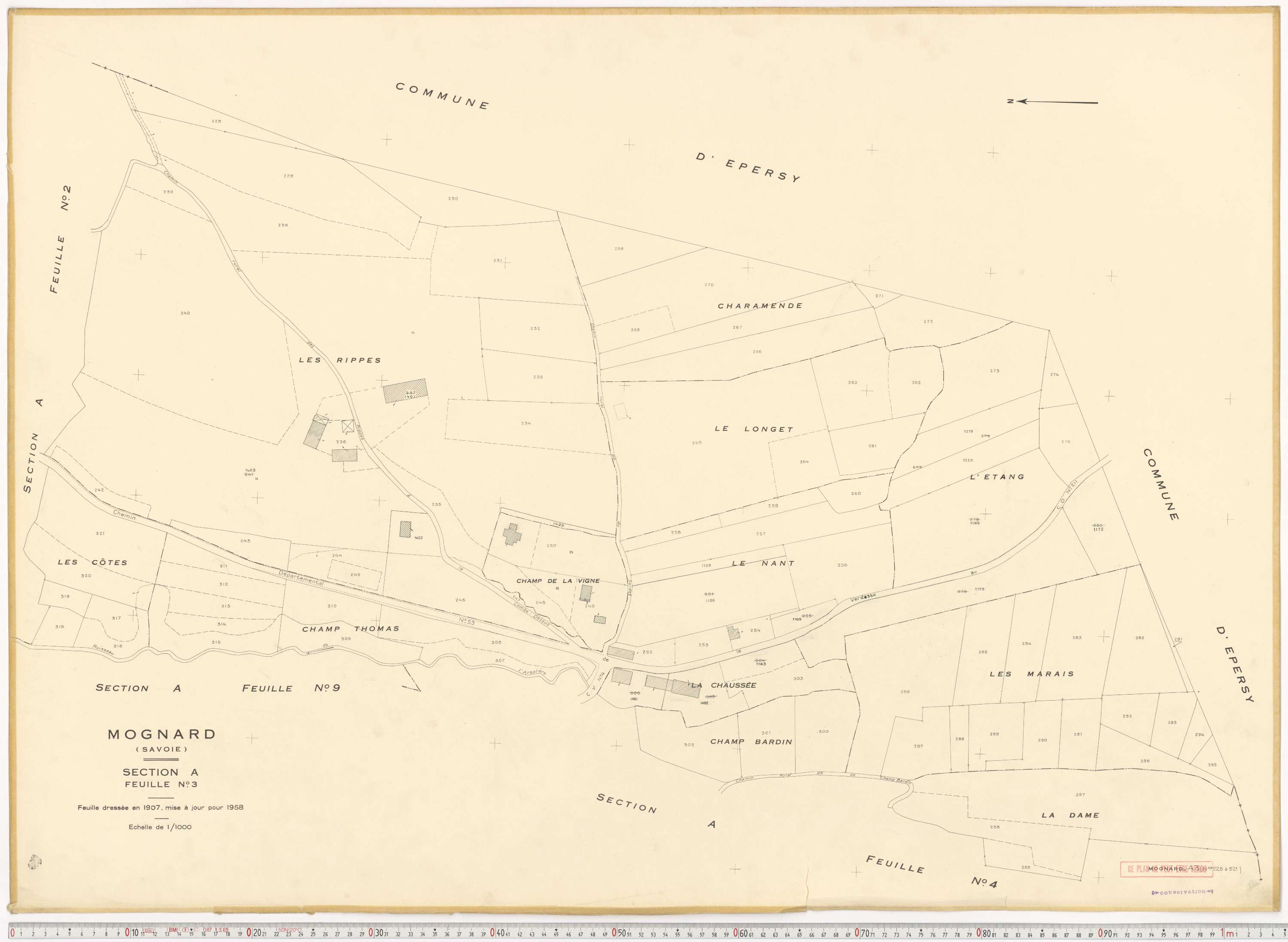 Mognard - Plans cadastraux du cadastre rénové.