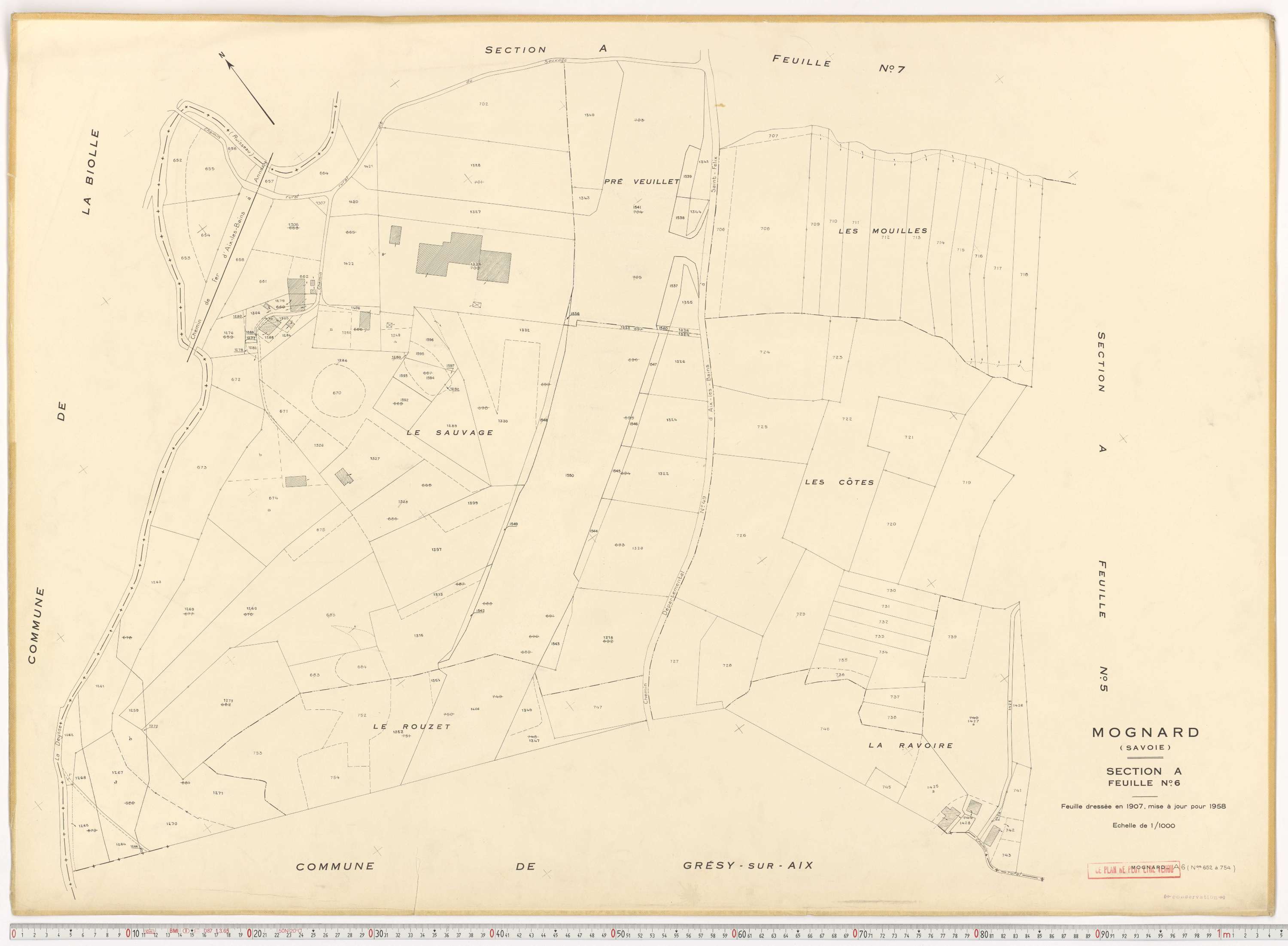 Mognard - Plans cadastraux du cadastre rénové.