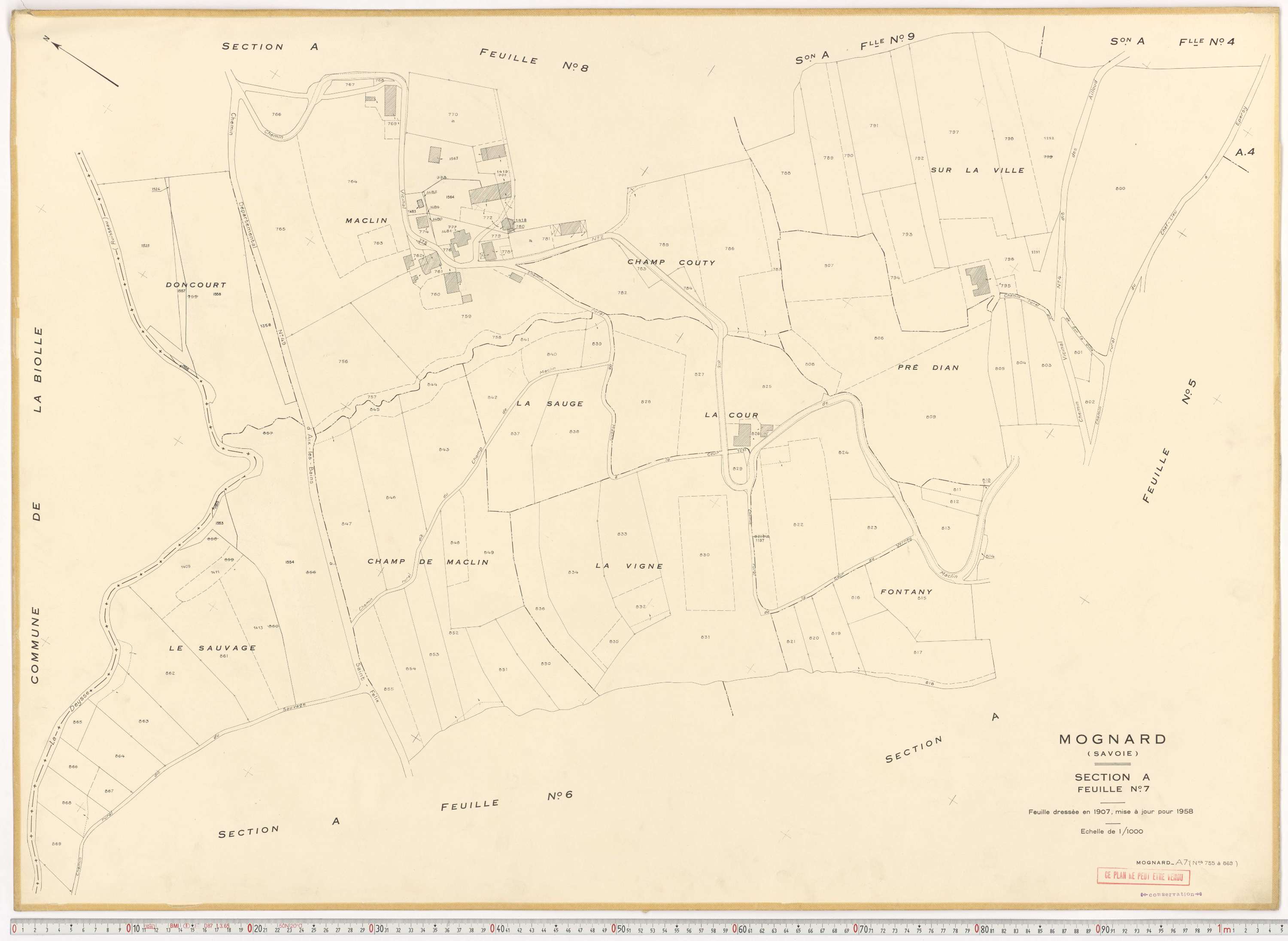 Mognard - Plans cadastraux du cadastre rénové.