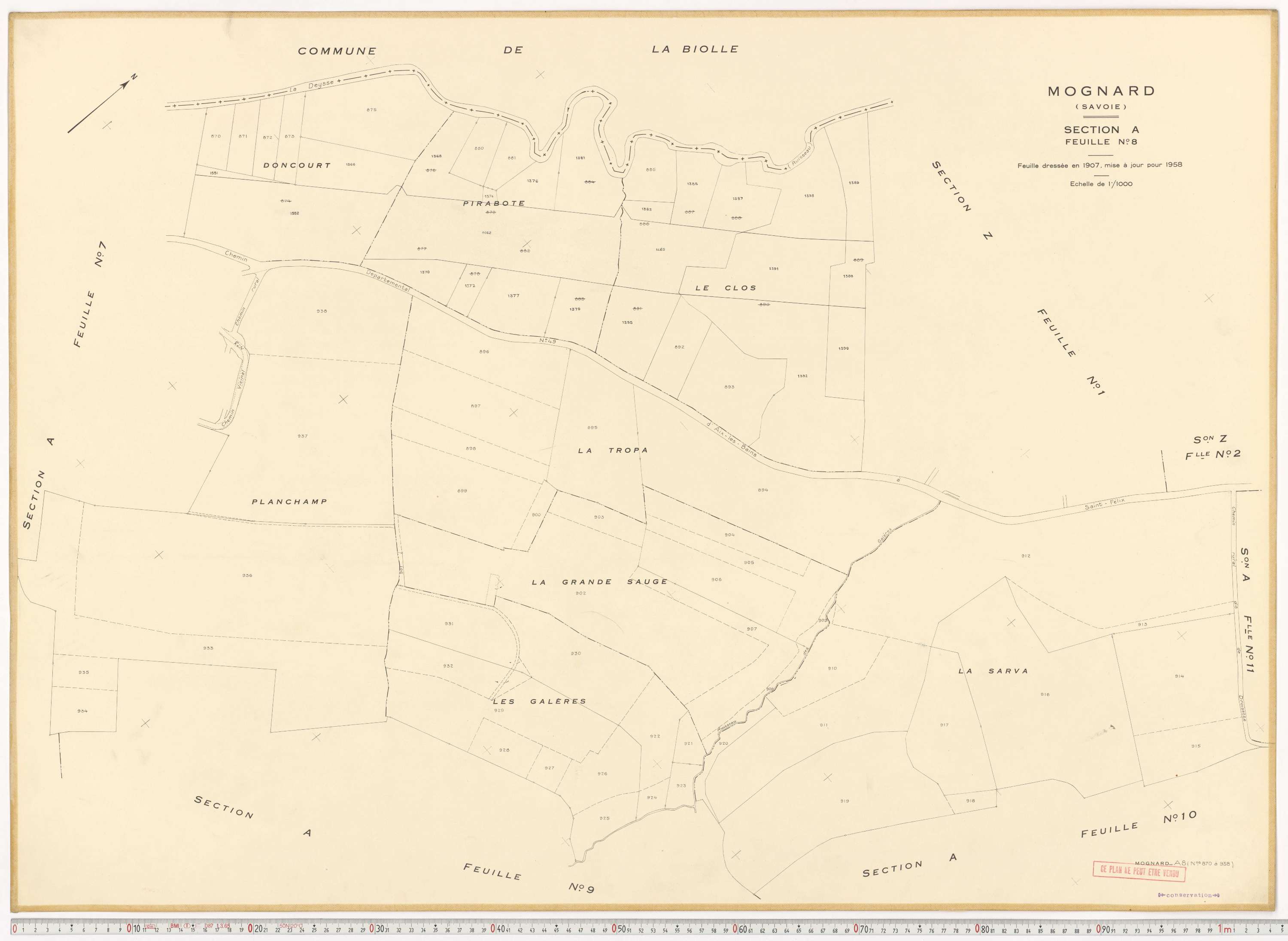 Mognard - Plans cadastraux du cadastre rénové.