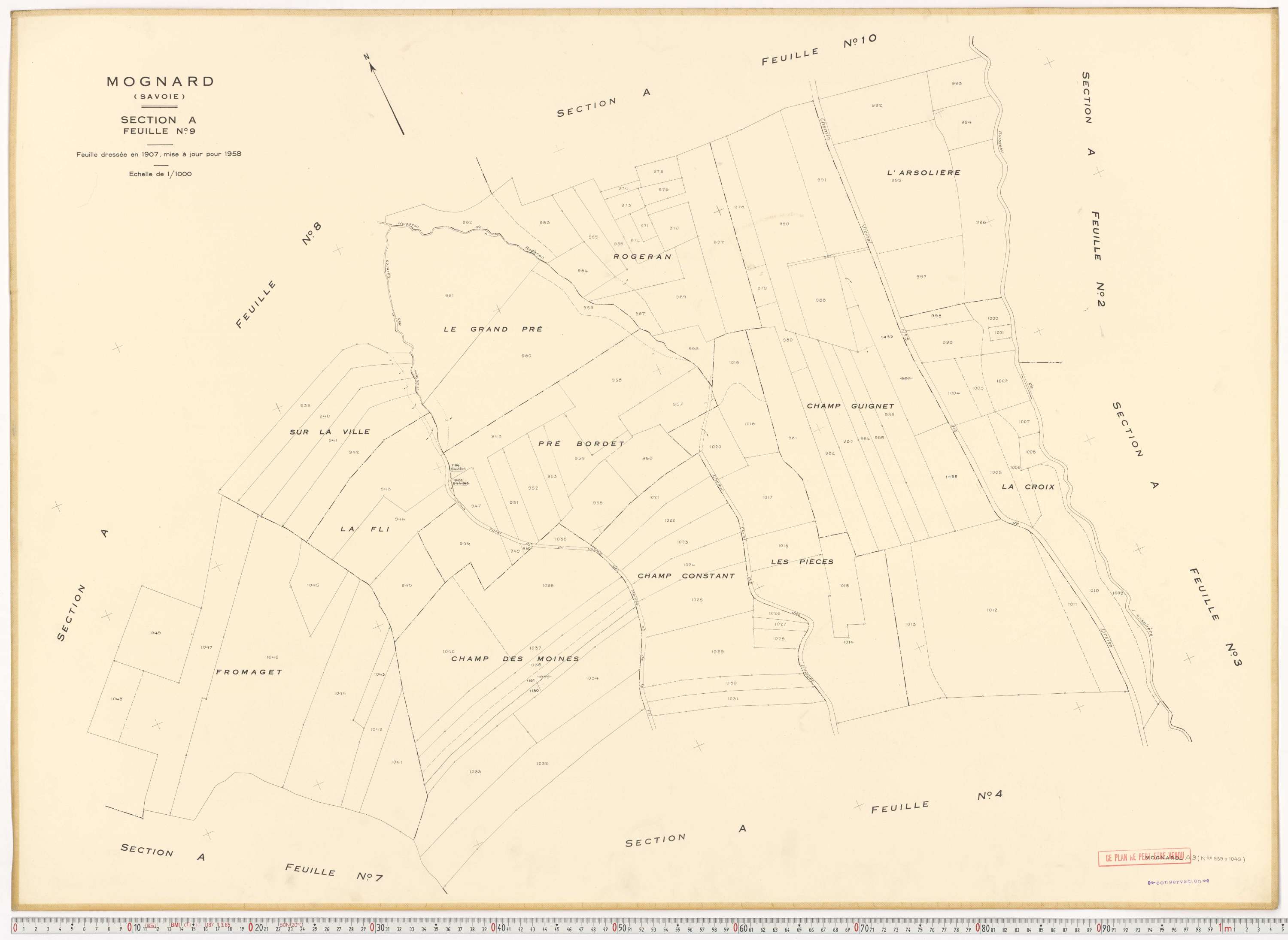 Mognard - Plans cadastraux du cadastre rénové.