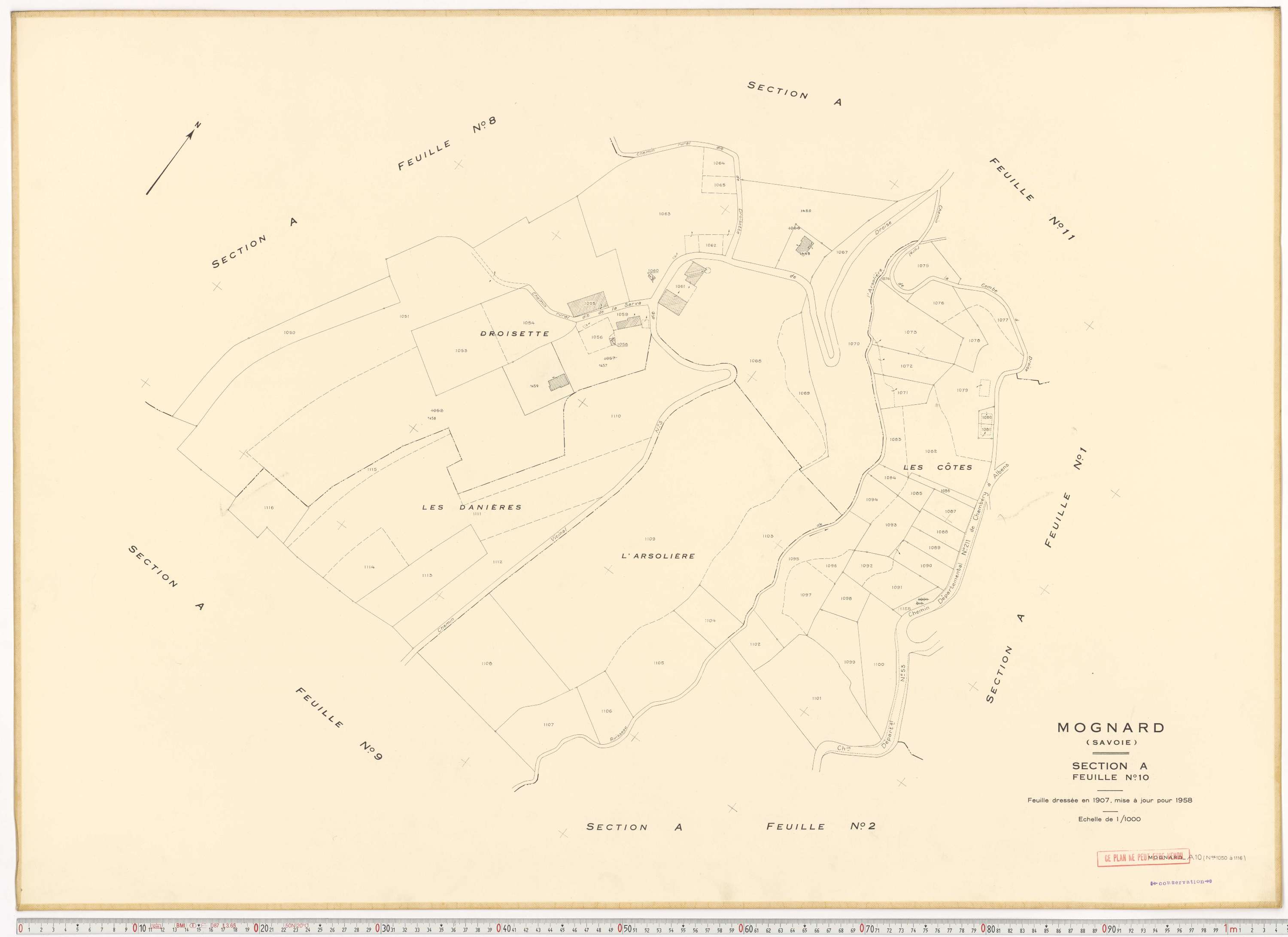 Mognard - Plans cadastraux du cadastre rénové.
