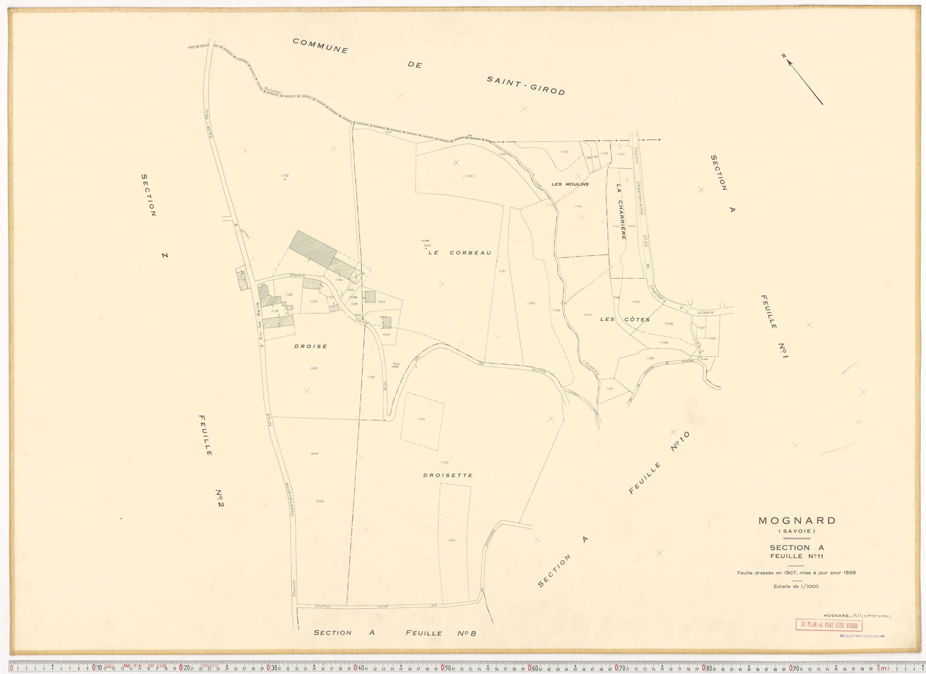 Mognard - Plans cadastraux du cadastre rénové.