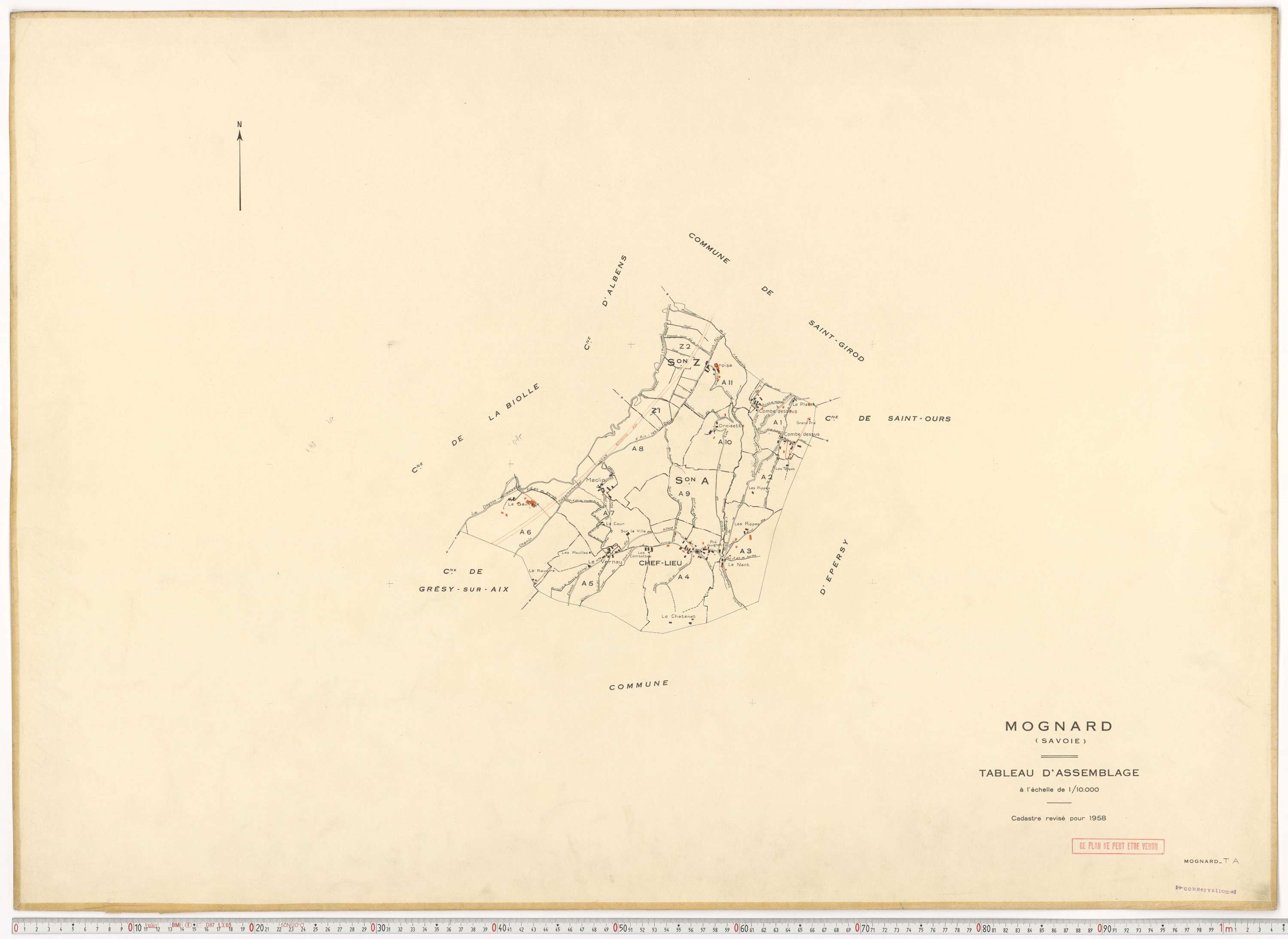 Mognard - Plans cadastraux du cadastre rénové.