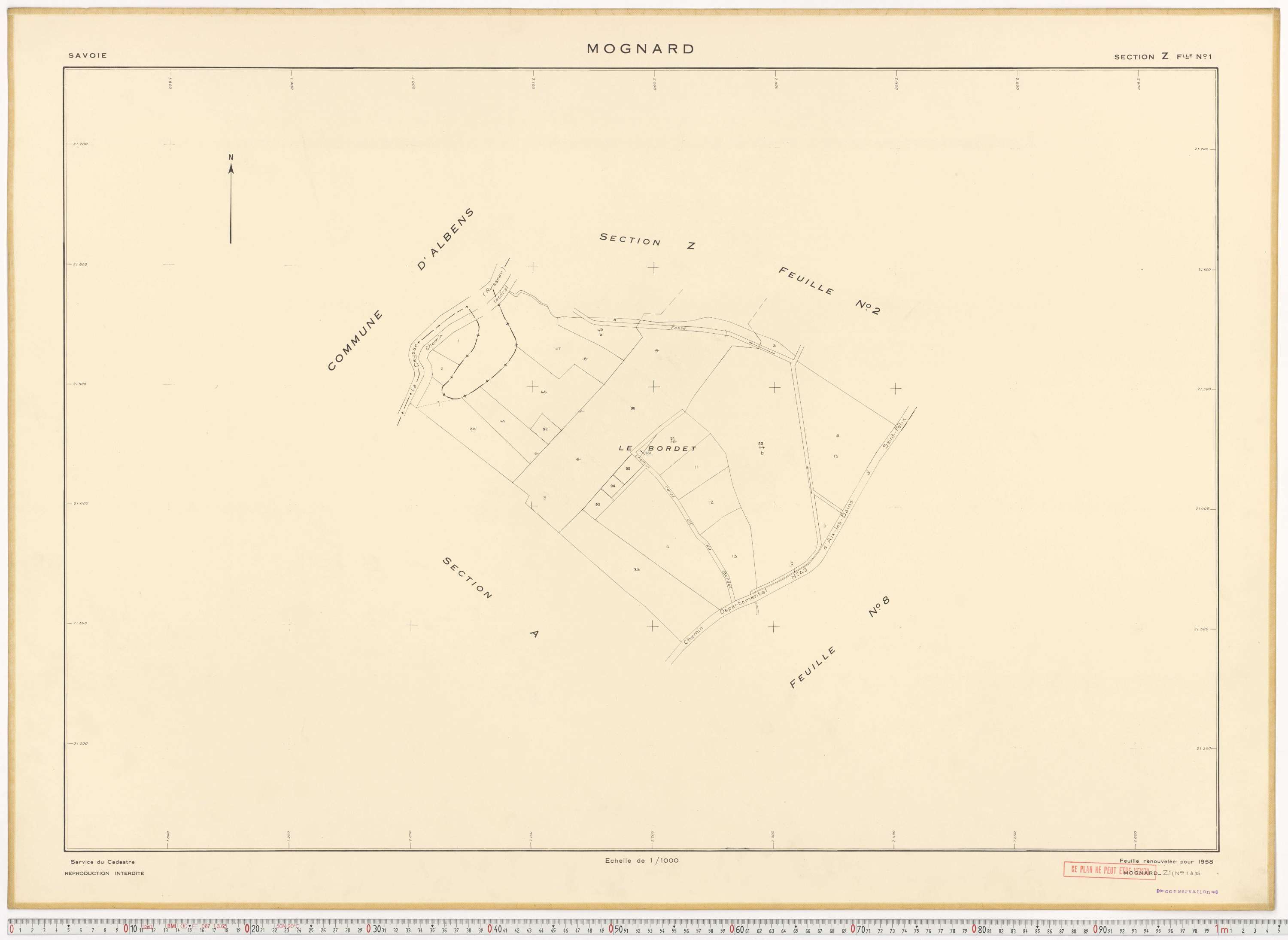 Mognard - Plans cadastraux du cadastre rénové.