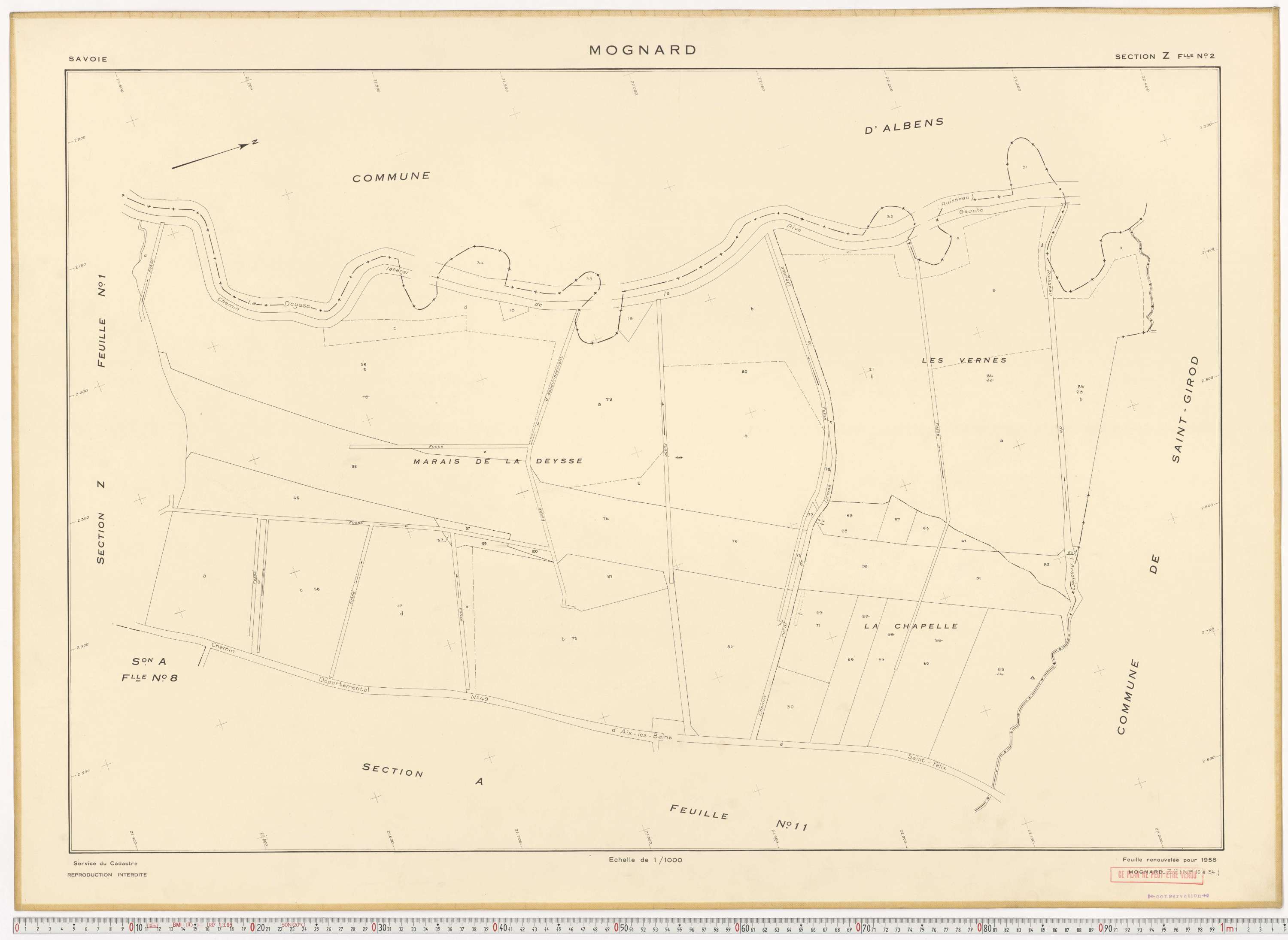 Mognard - Plans cadastraux du cadastre rénové.