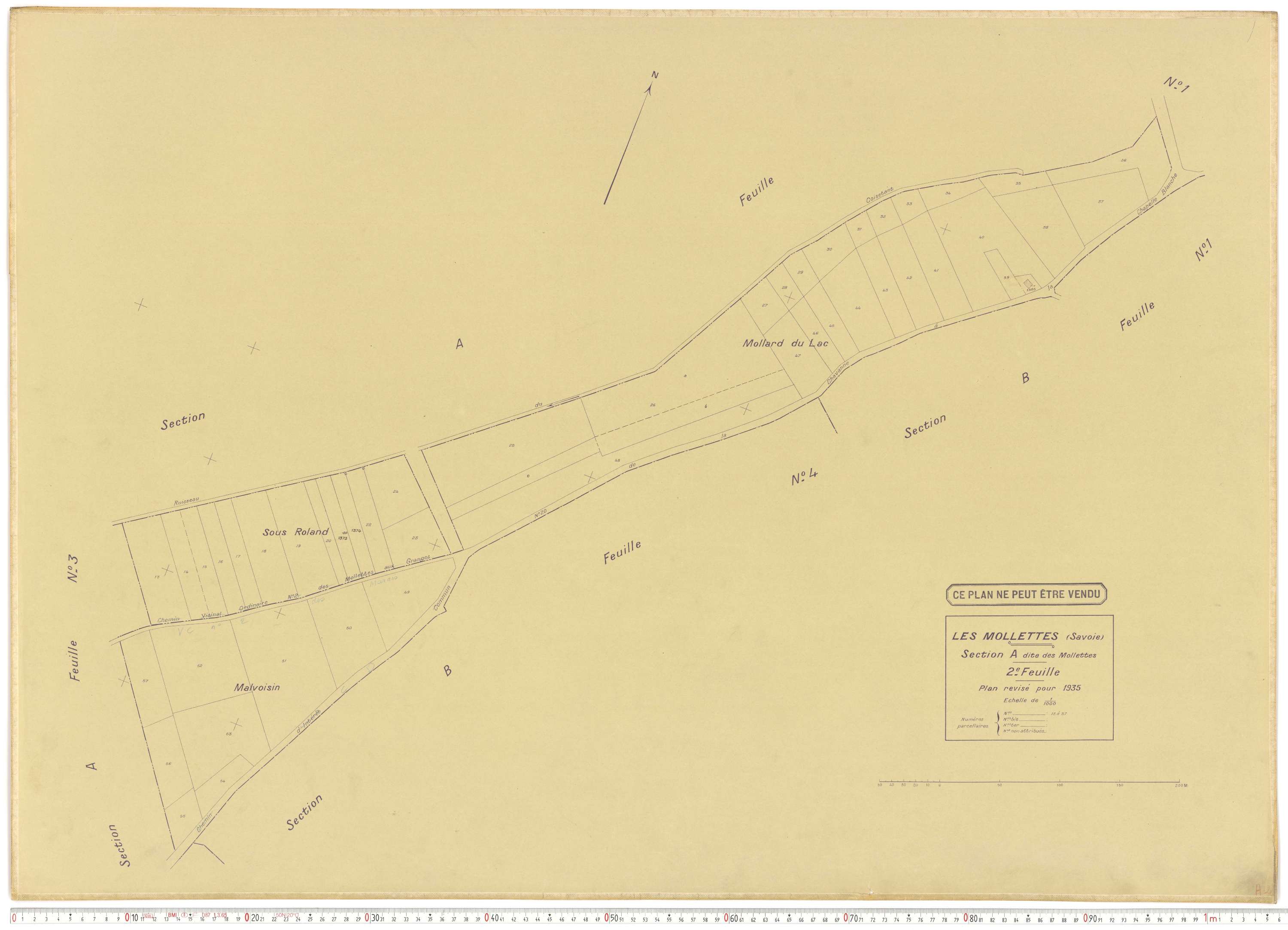Mollettes - Plans cadastraux du cadastre rénové.