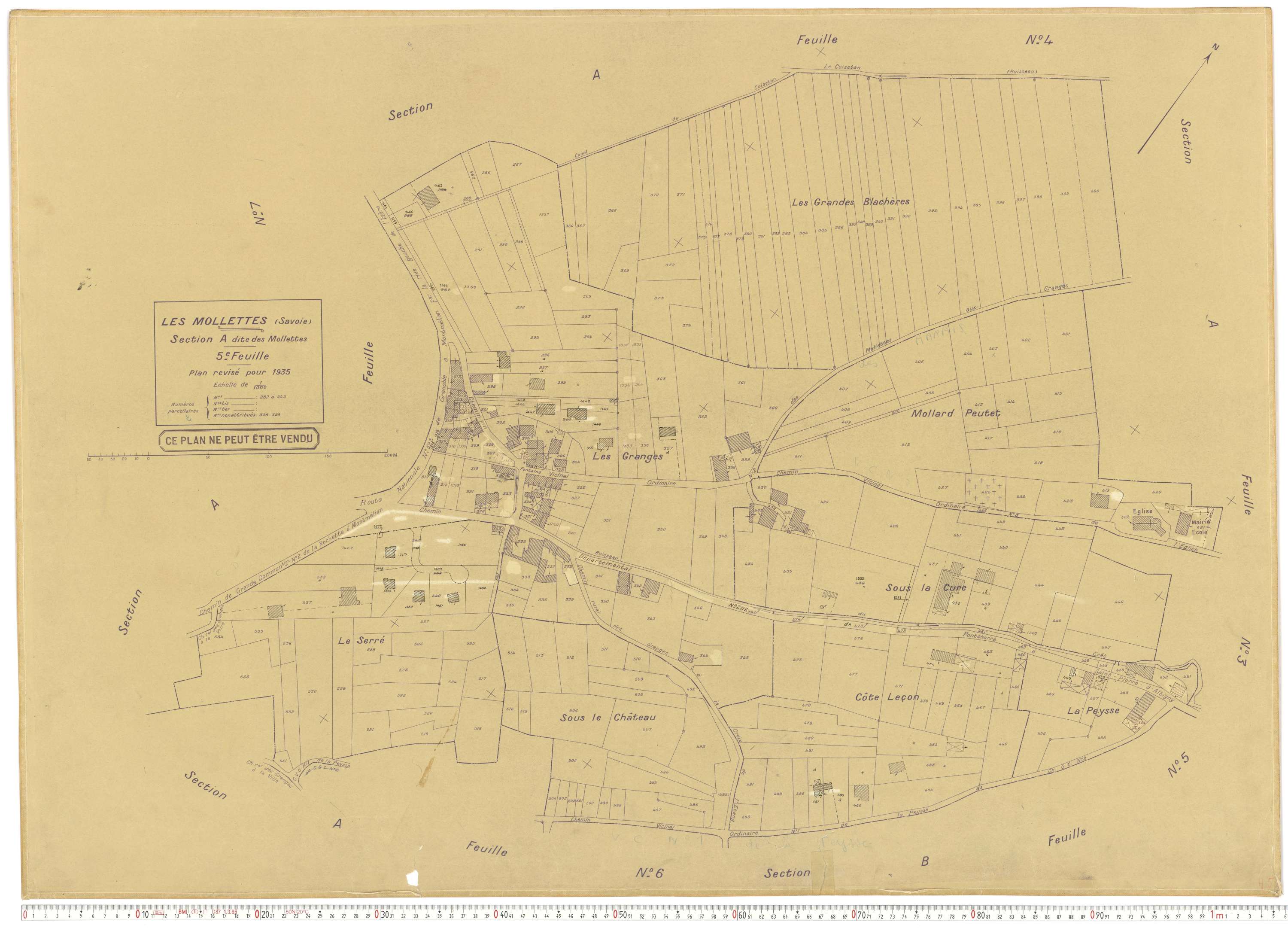 Mollettes - Plans cadastraux du cadastre rénové.