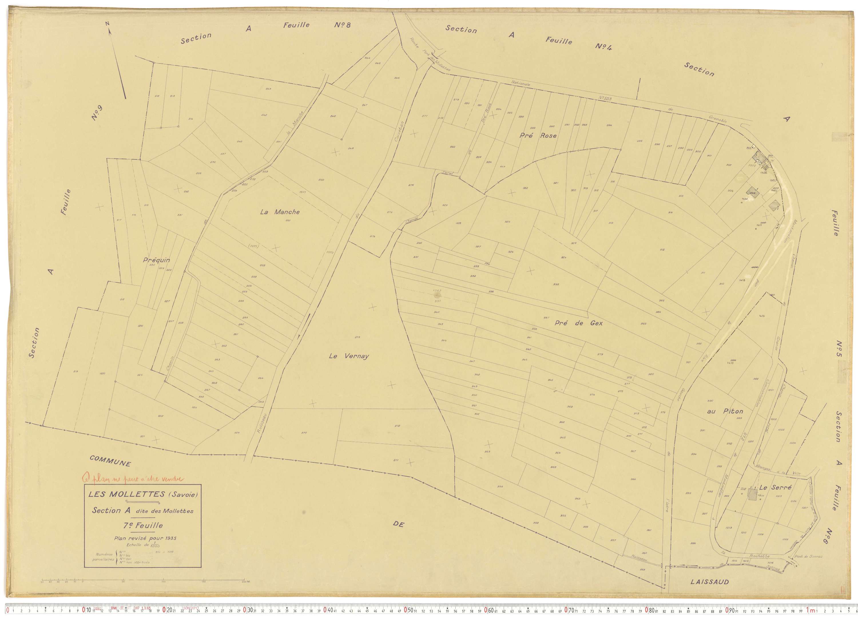 Mollettes - Plans cadastraux du cadastre rénové.