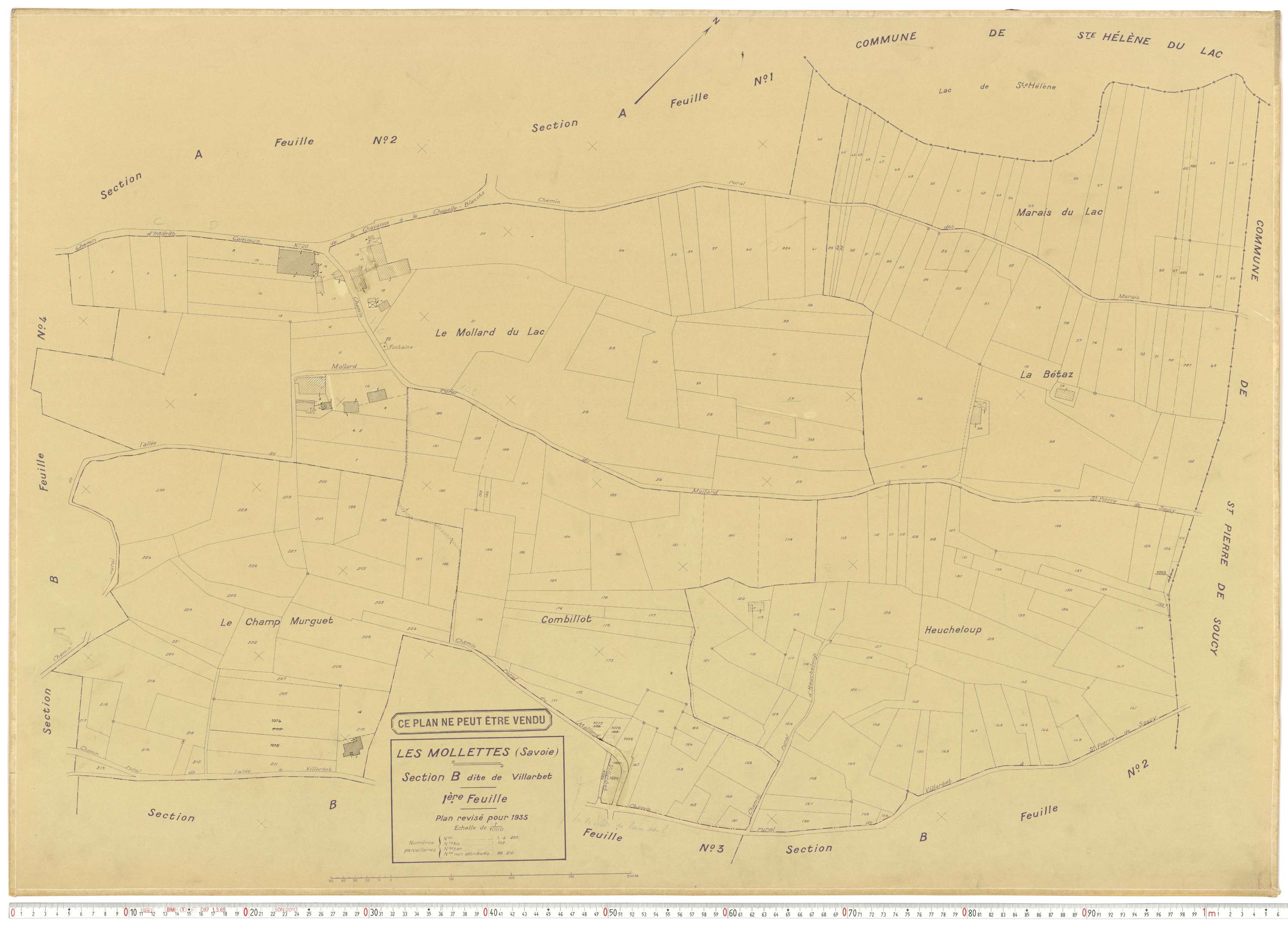 Mollettes - Plans cadastraux du cadastre rénové.