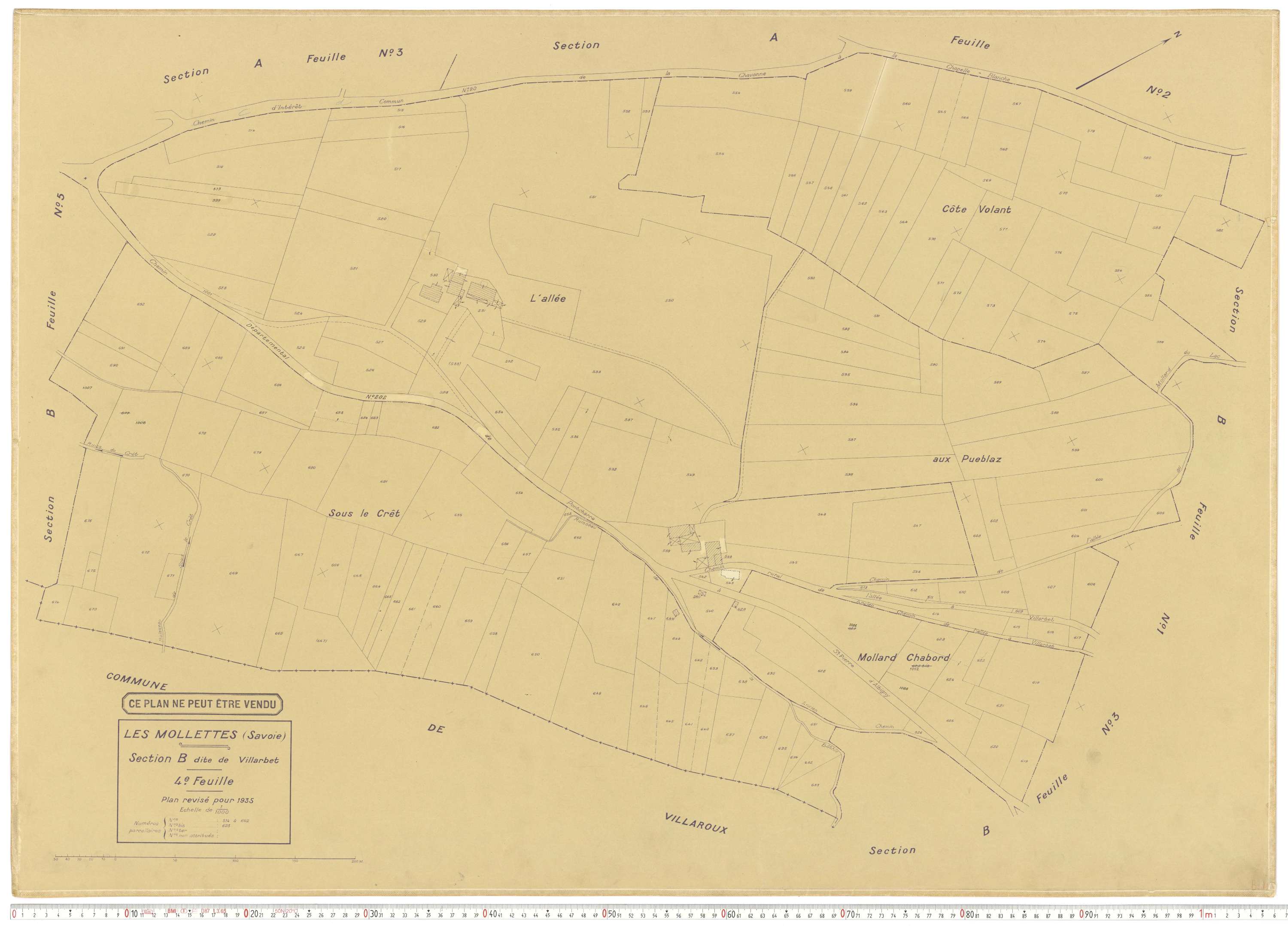 Mollettes - Plans cadastraux du cadastre rénové.