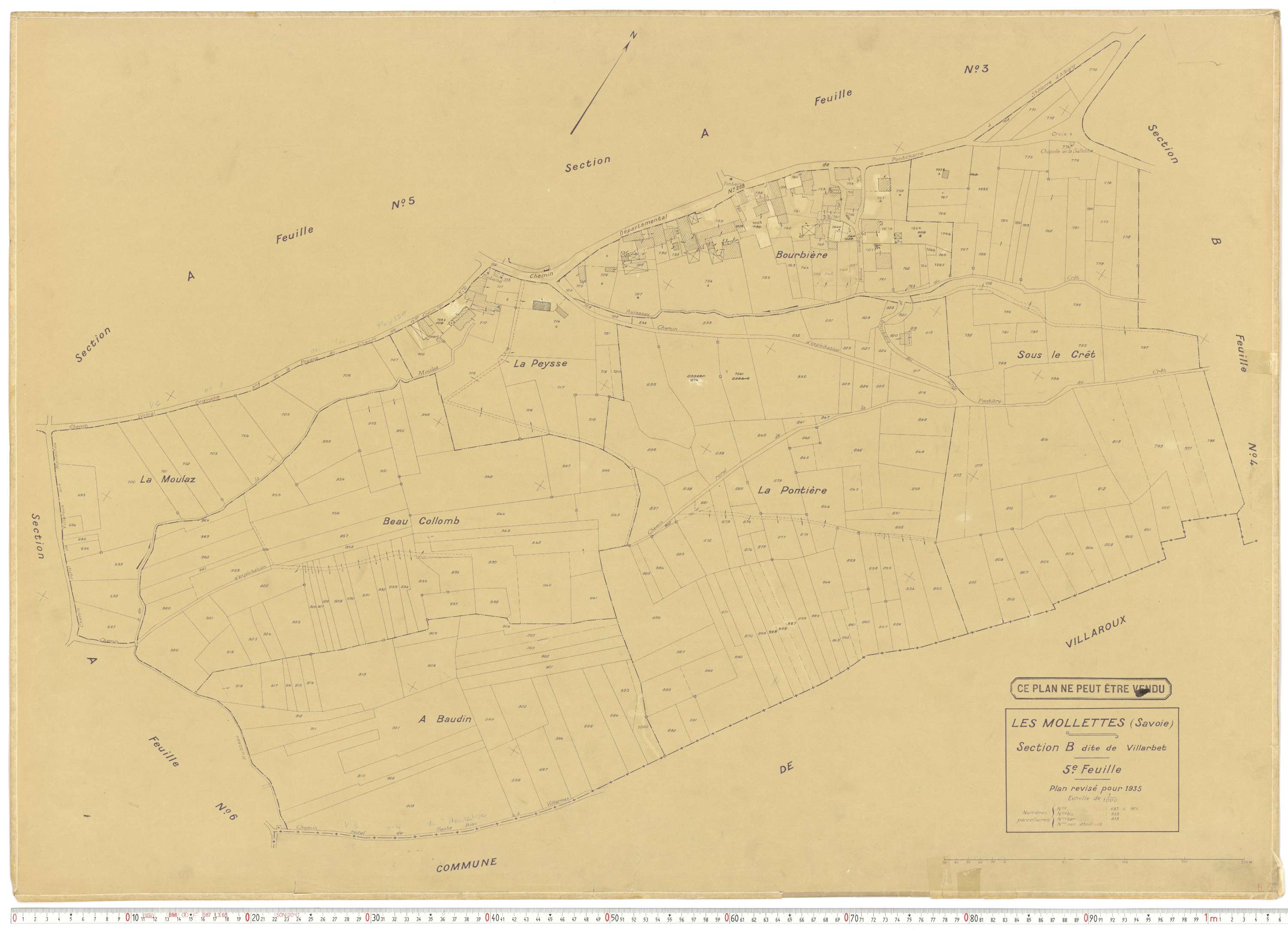 Mollettes - Plans cadastraux du cadastre rénové.