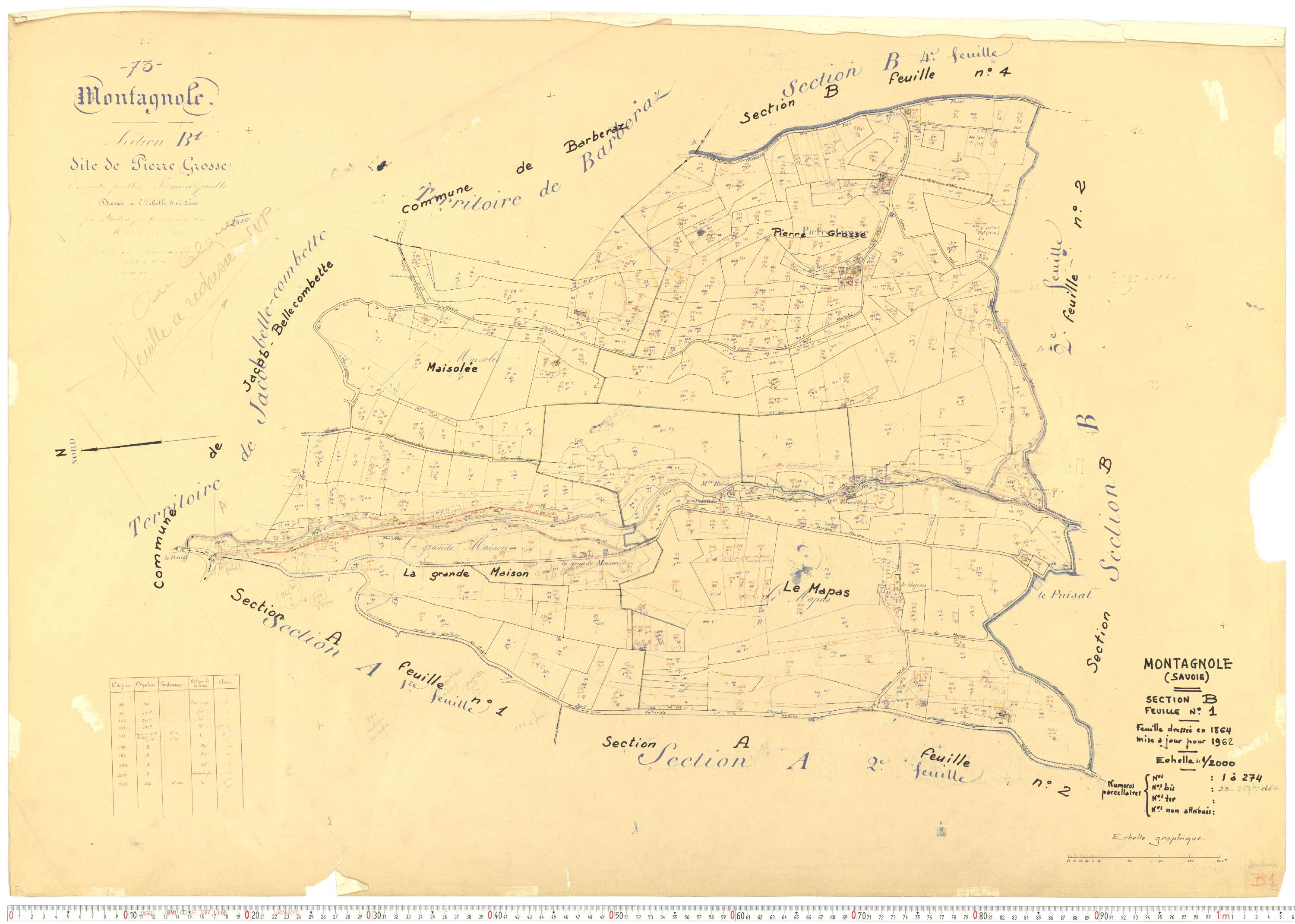Montagnole - Cadastre rénové, version de travail (1962).