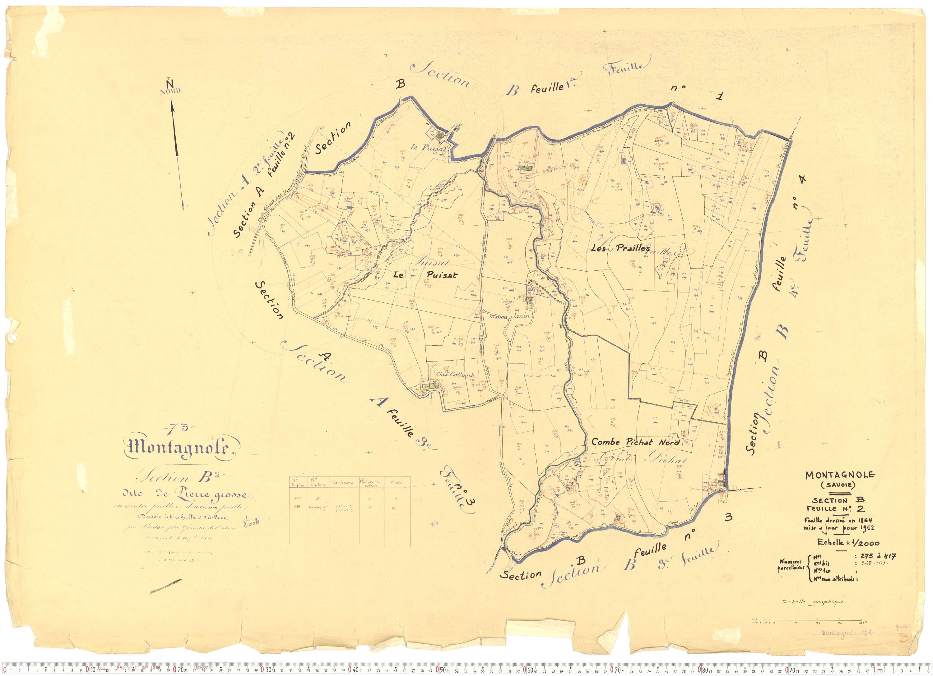 Montagnole - Cadastre rénové, version de travail (1962).