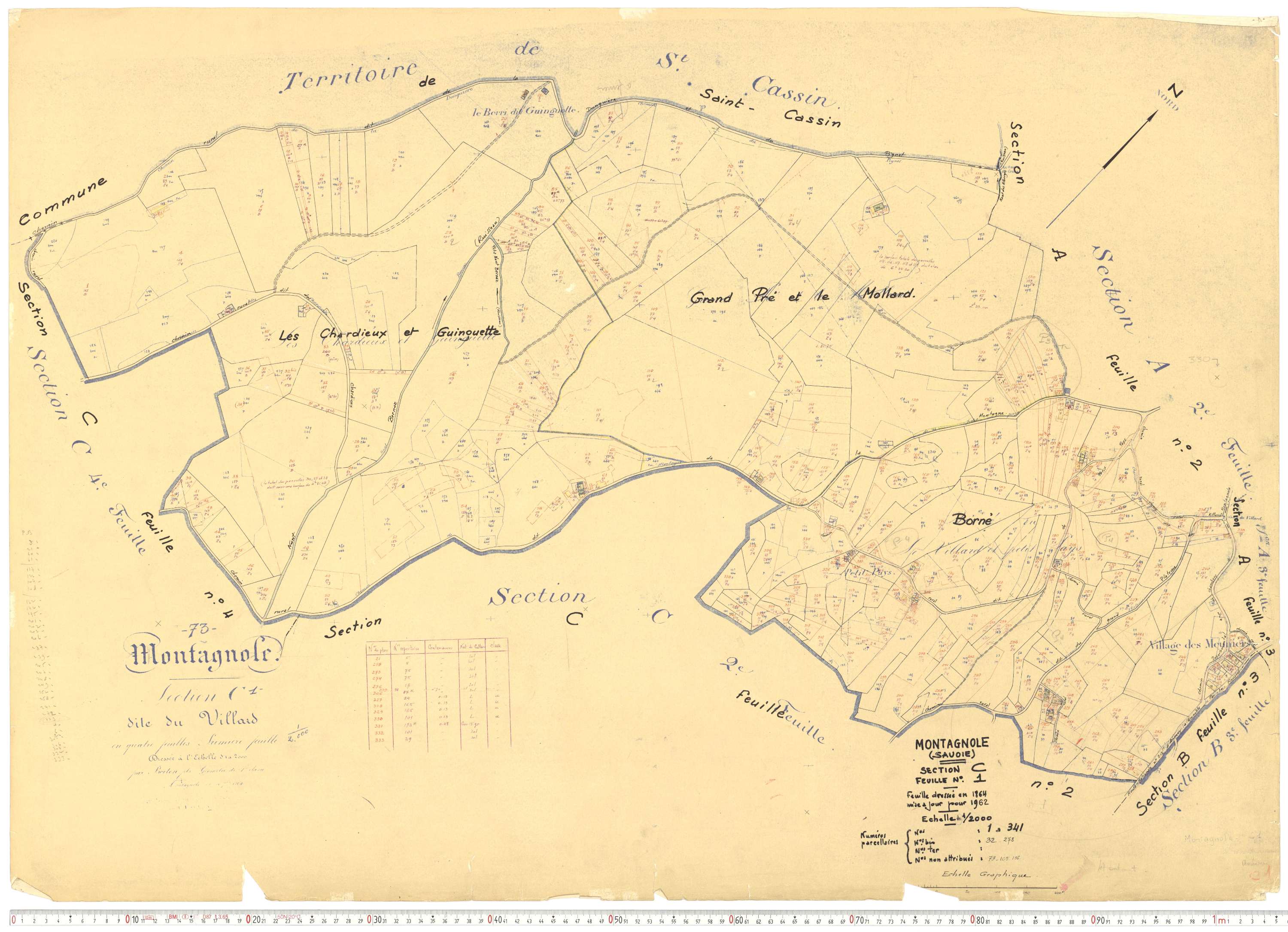 Montagnole - Cadastre rénové, version de travail (1962).