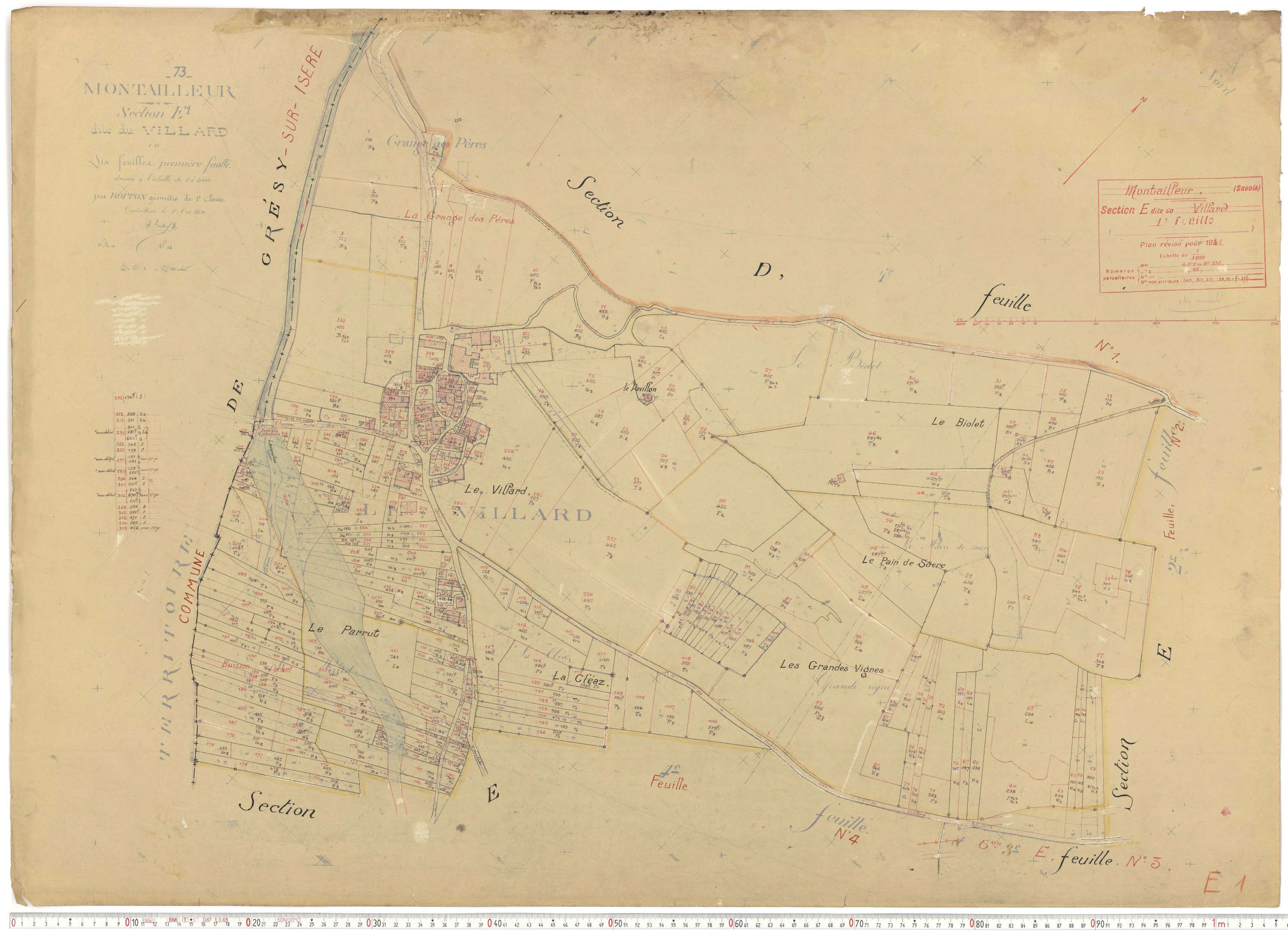 Montailleur - Plans cadastraux du cadastre rénové.