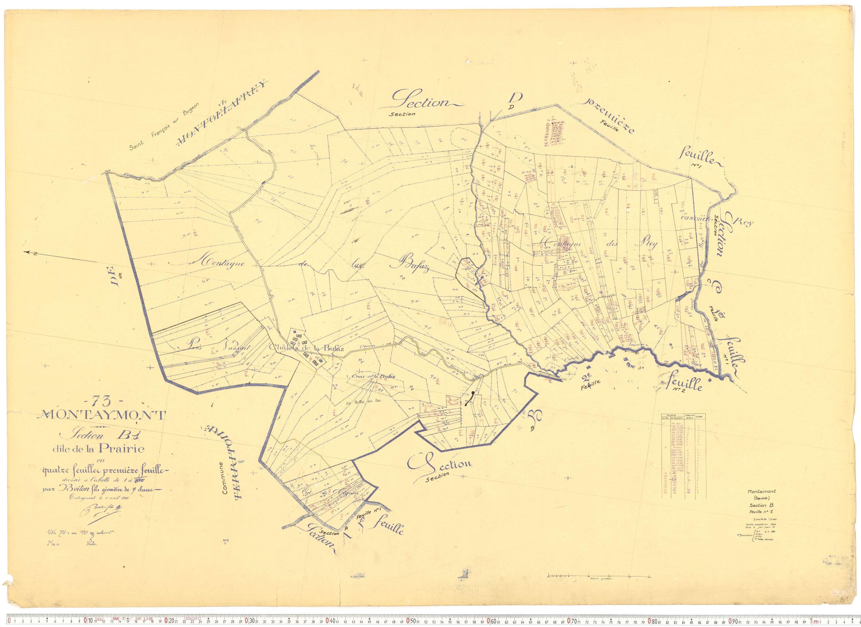 Montaimont - Plans cadastraux du cadastre rénové.