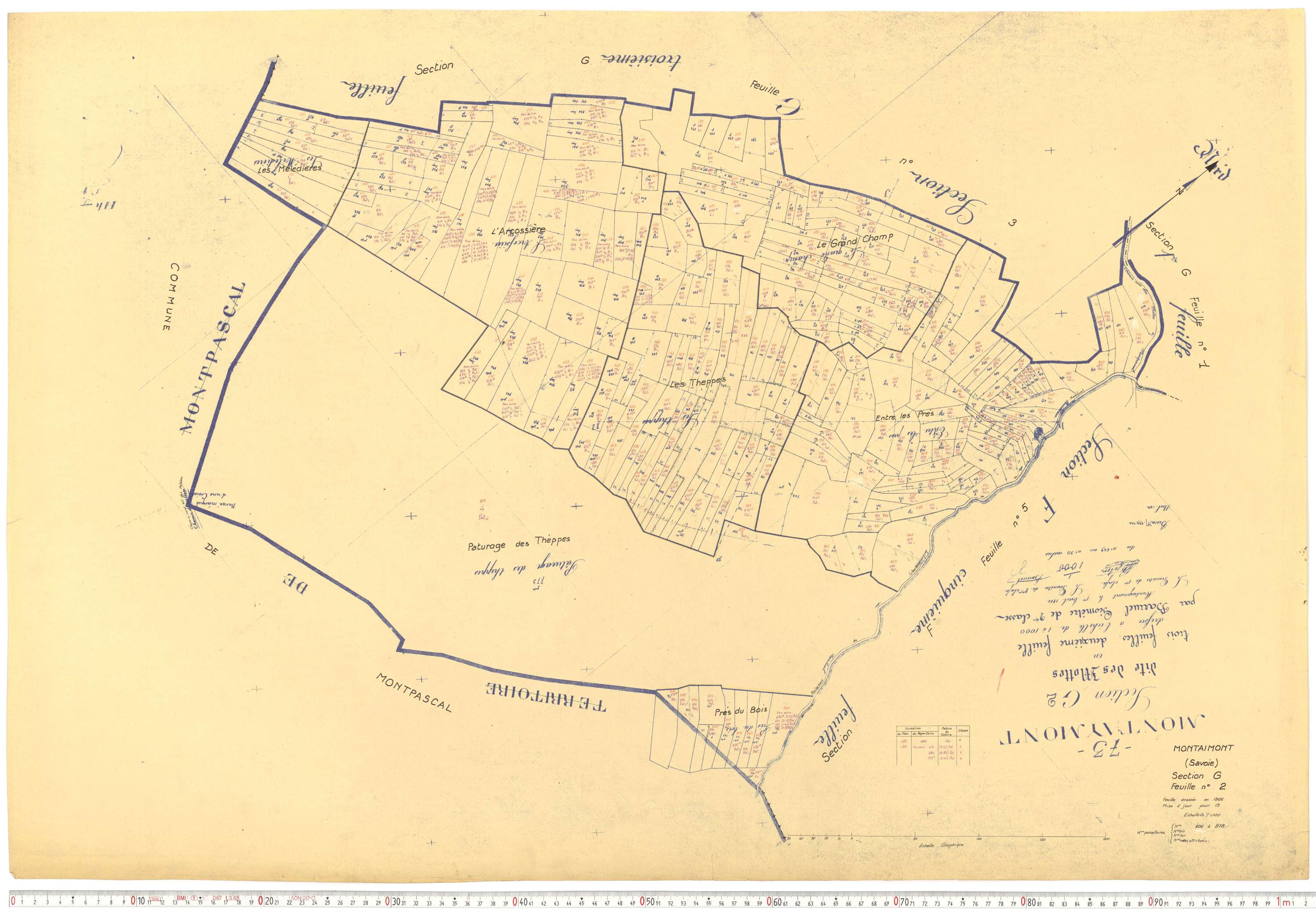 Montaimont - Plans cadastraux du cadastre rénové.