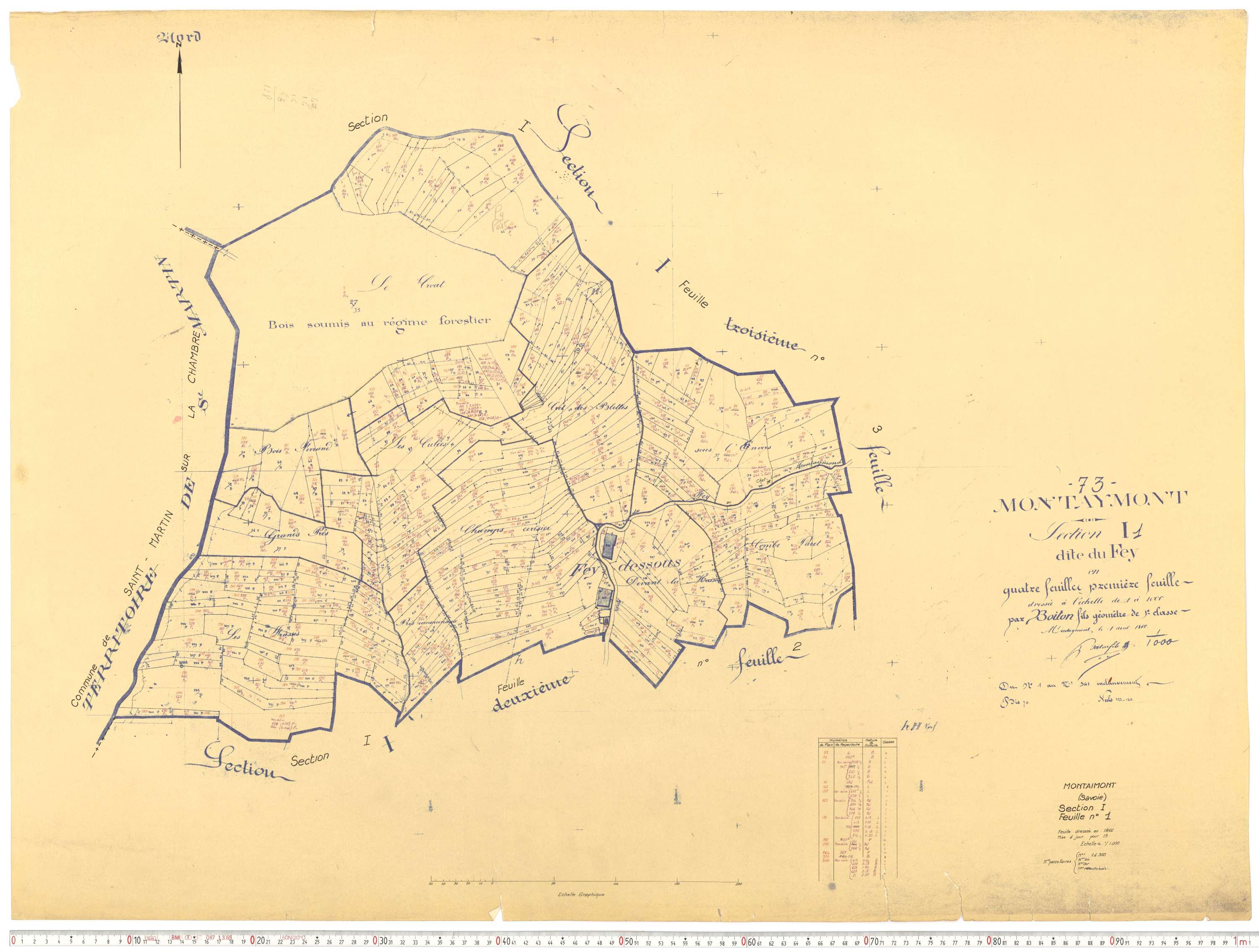 Montaimont - Plans cadastraux du cadastre rénové.