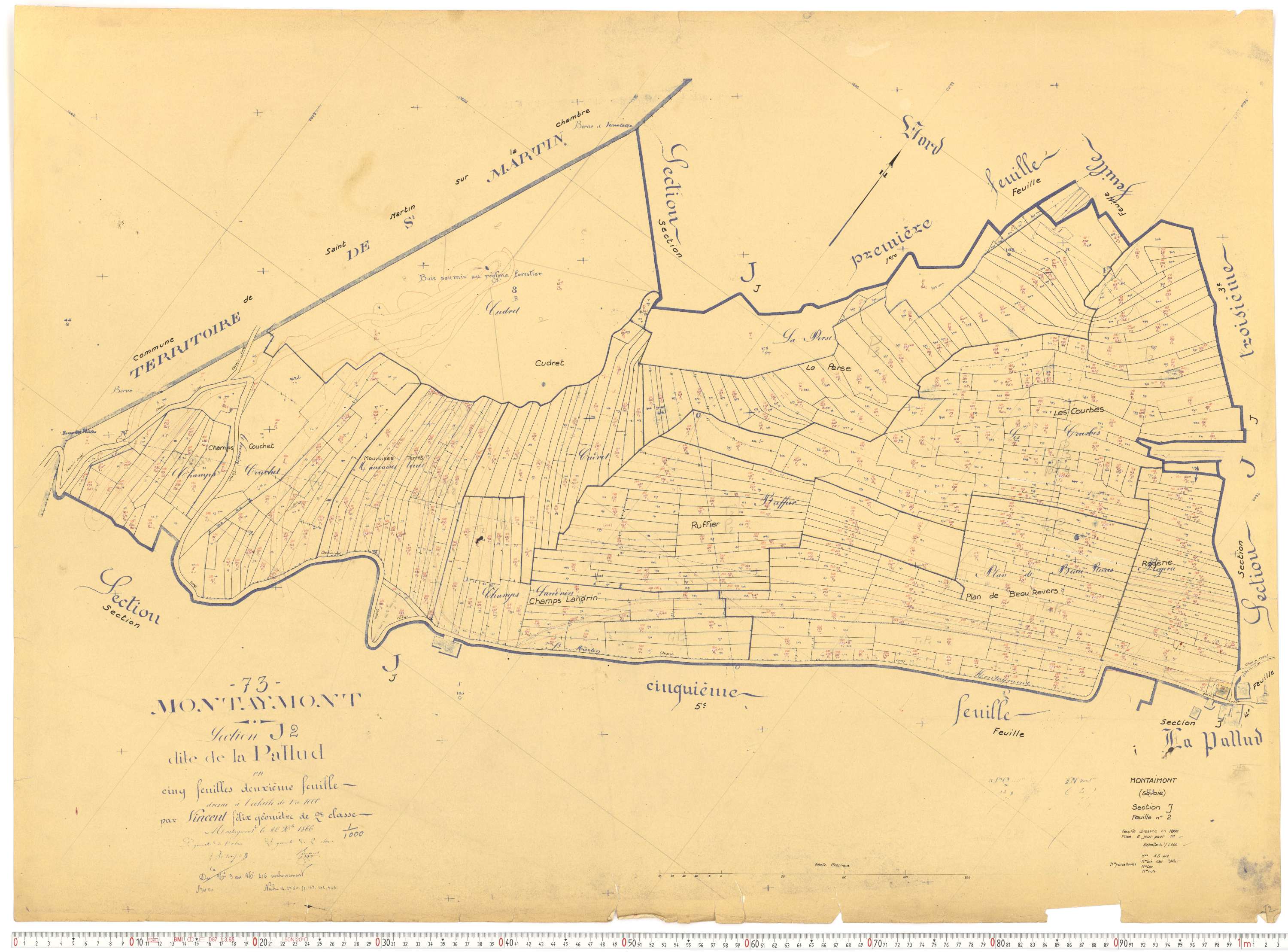 Montaimont - Plans cadastraux du cadastre rénové.
