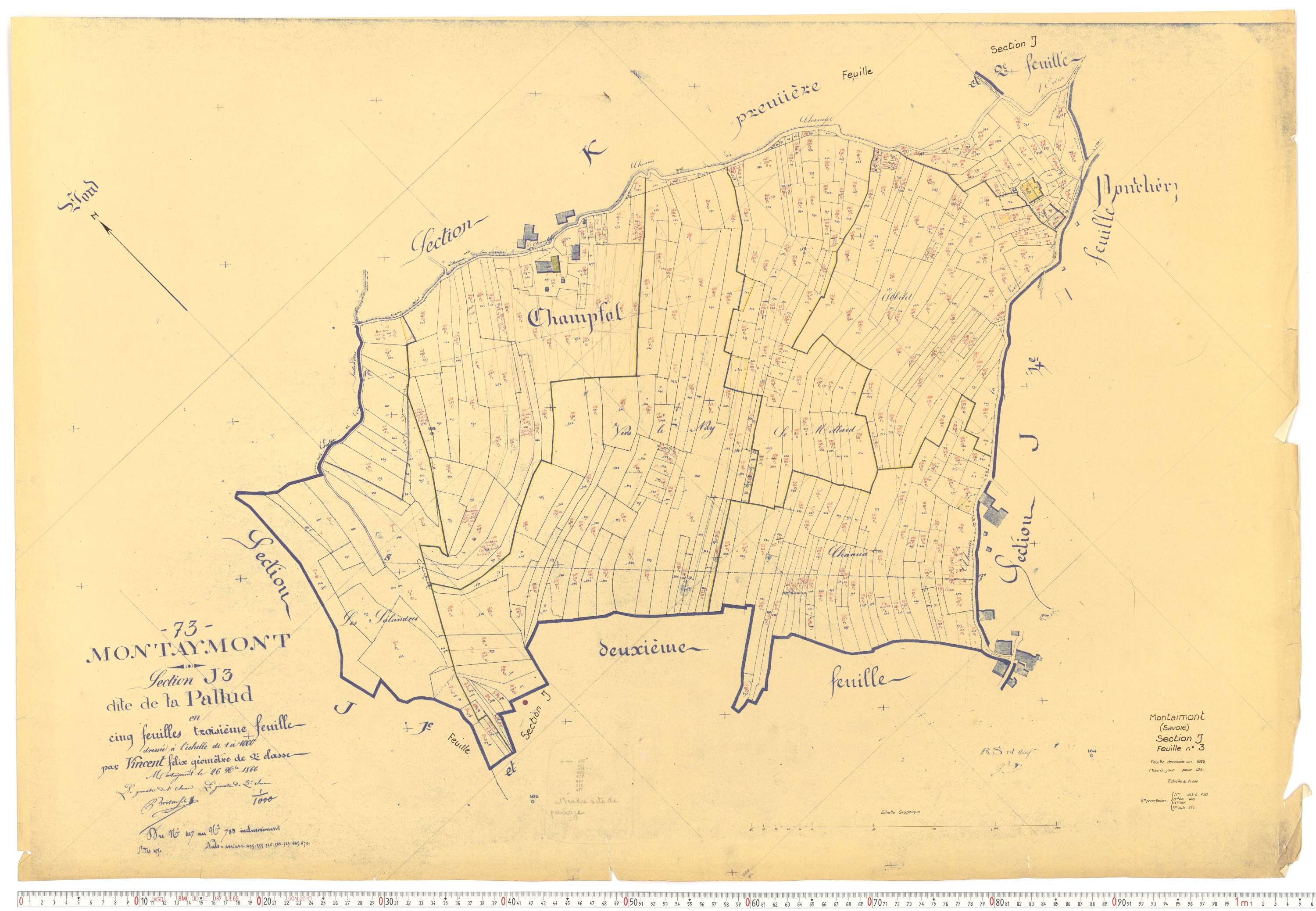 Montaimont - Plans cadastraux du cadastre rénové.