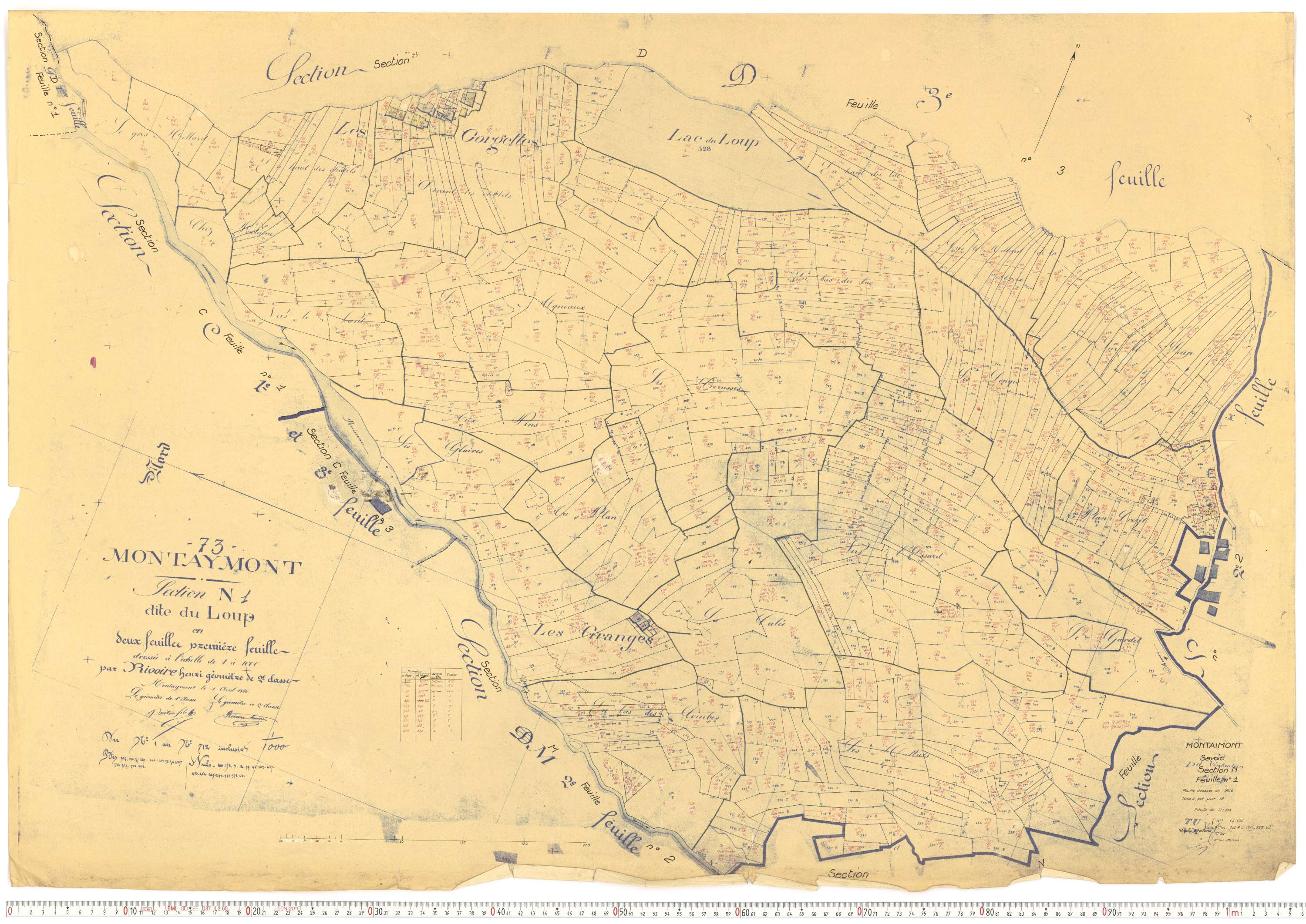 Montaimont - Plans cadastraux du cadastre rénové.