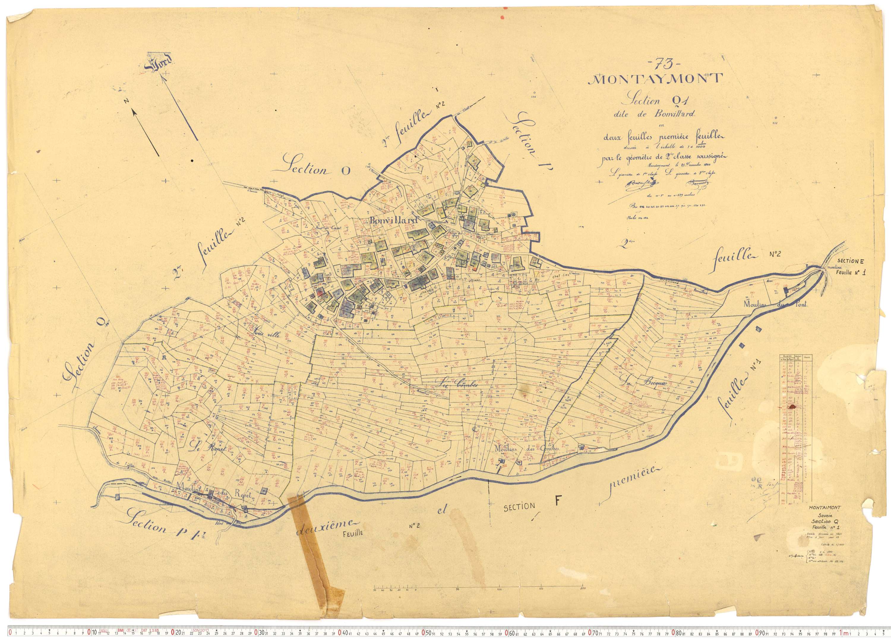 Montaimont - Plans cadastraux du cadastre rénové.