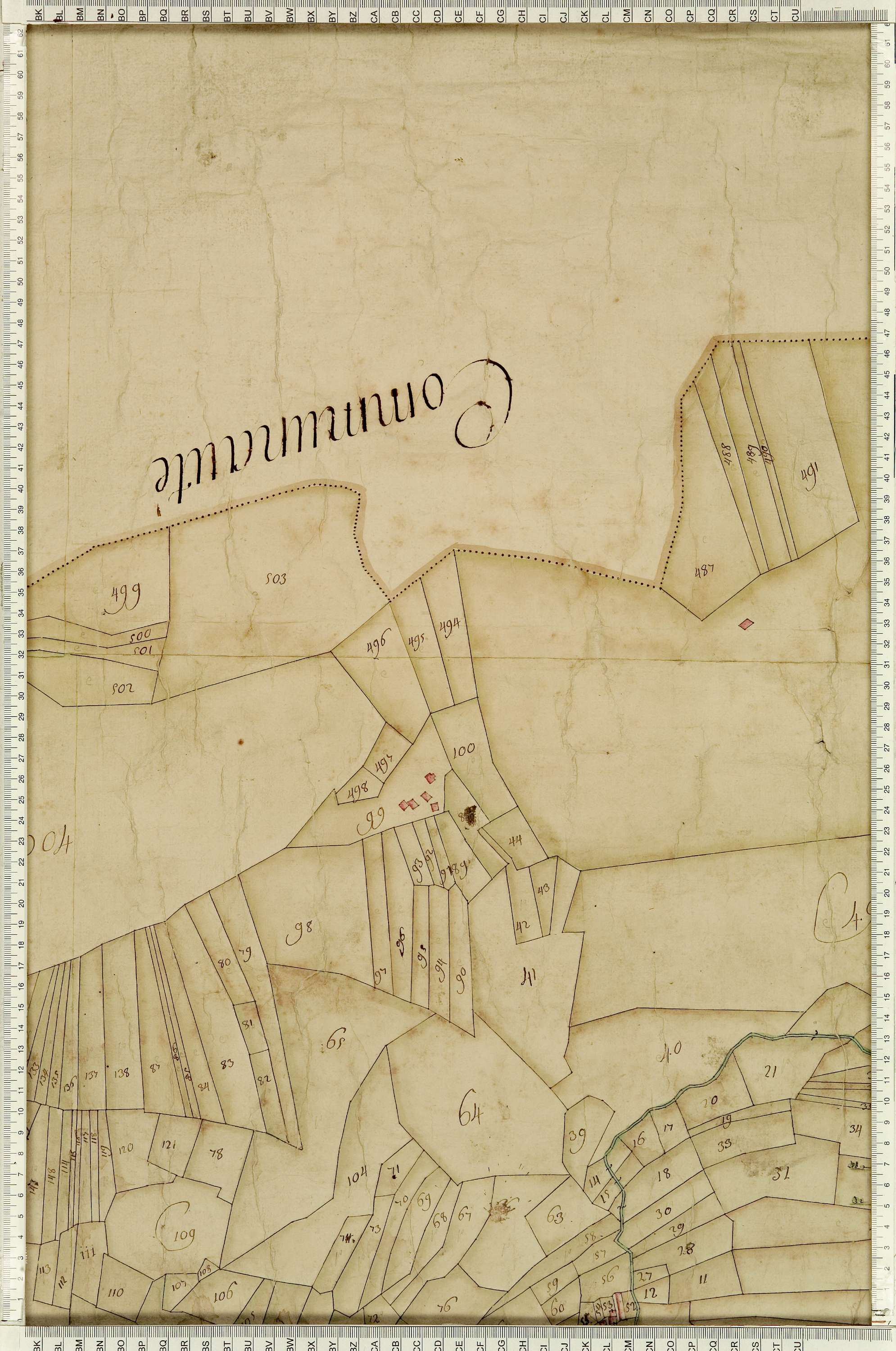 Montaimont - Copie de la mappe originale (plan cadastral) de la commune de Montaymont. Signée Cocelli, directeur de la péréquation générale.