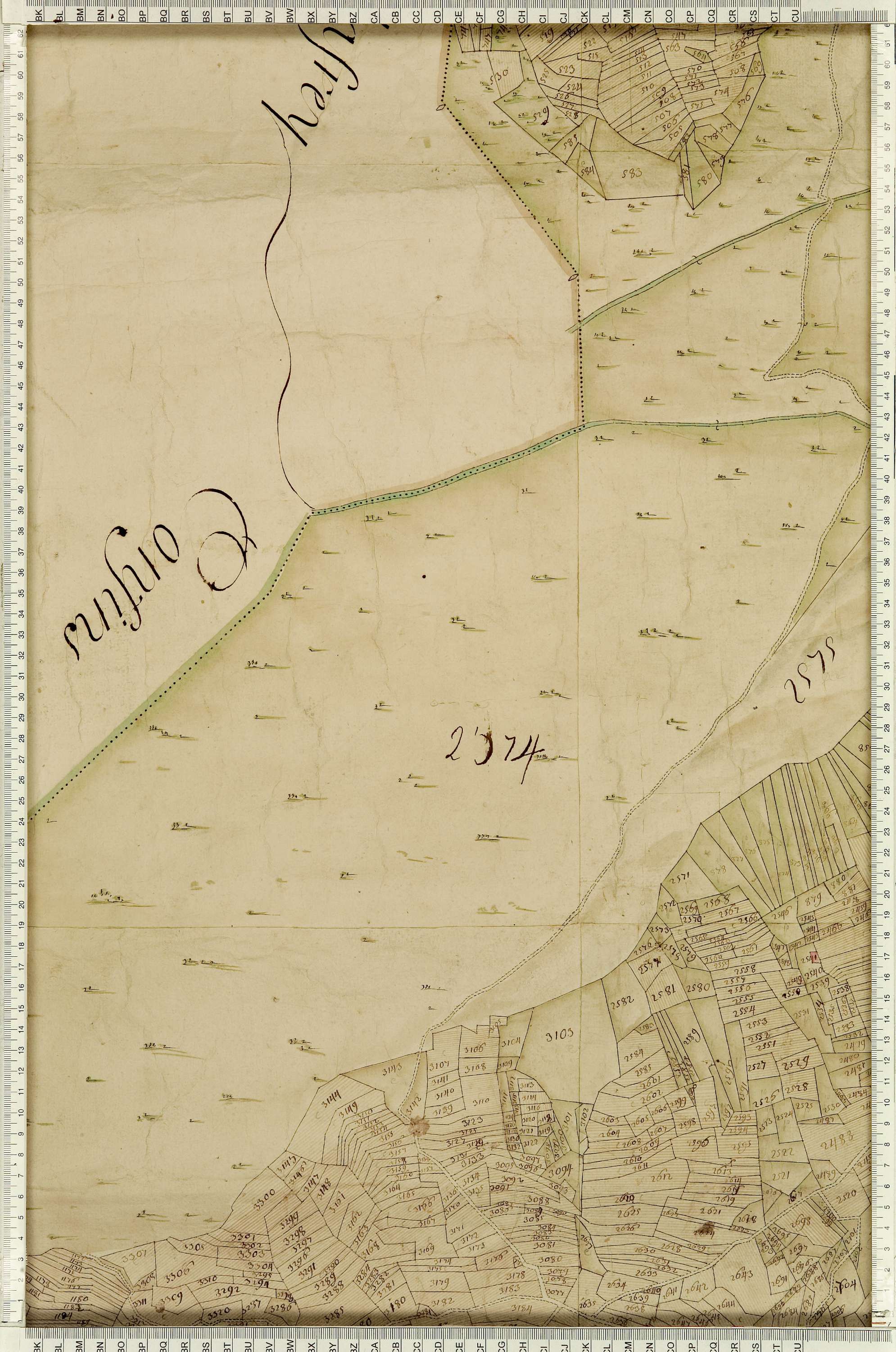 Montaimont - Copie de la mappe originale (plan cadastral) de la commune de Montaymont. Signée Cocelli, directeur de la péréquation générale.