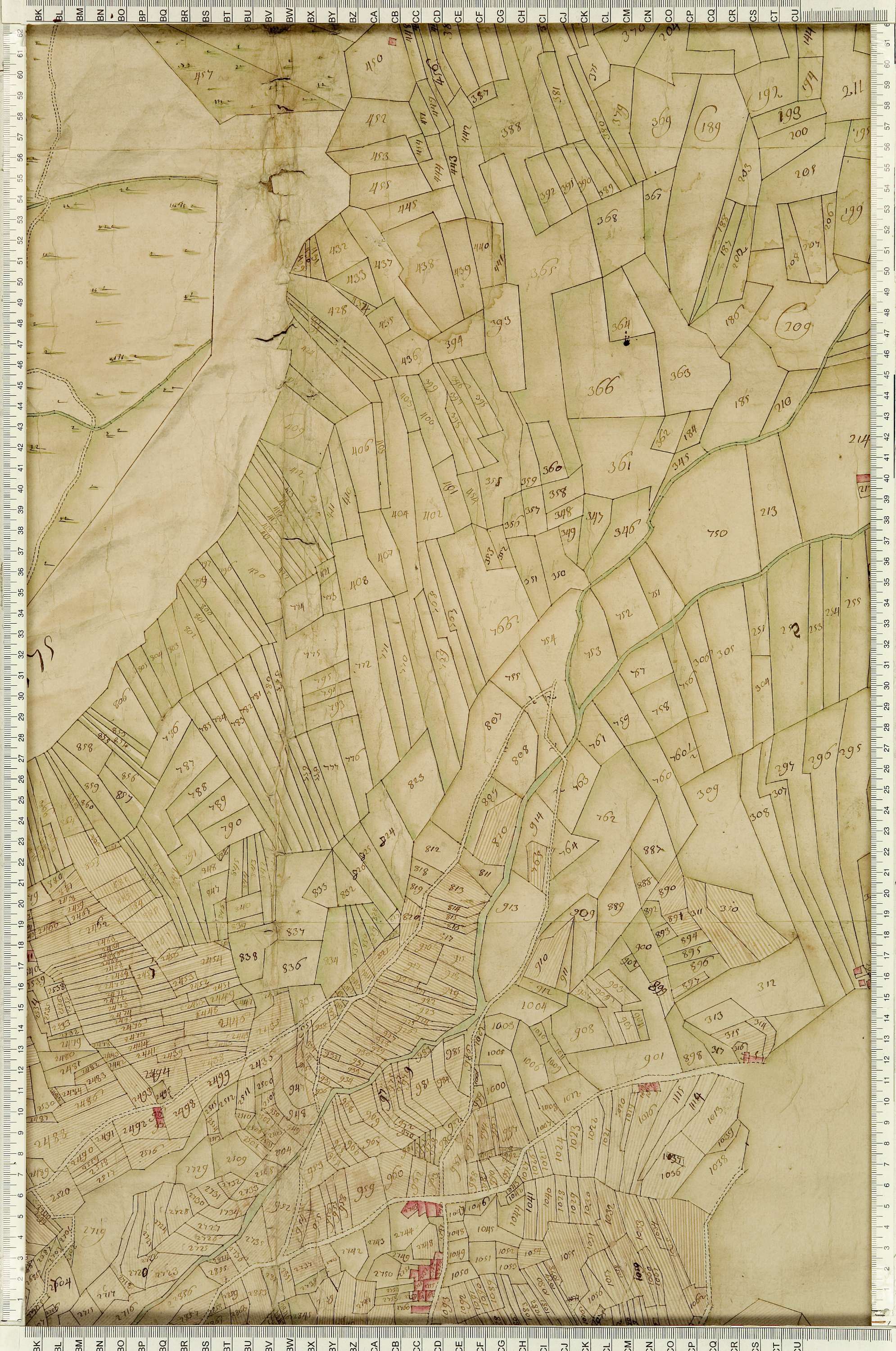 Montaimont - Copie de la mappe originale (plan cadastral) de la commune de Montaymont. Signée Cocelli, directeur de la péréquation générale.