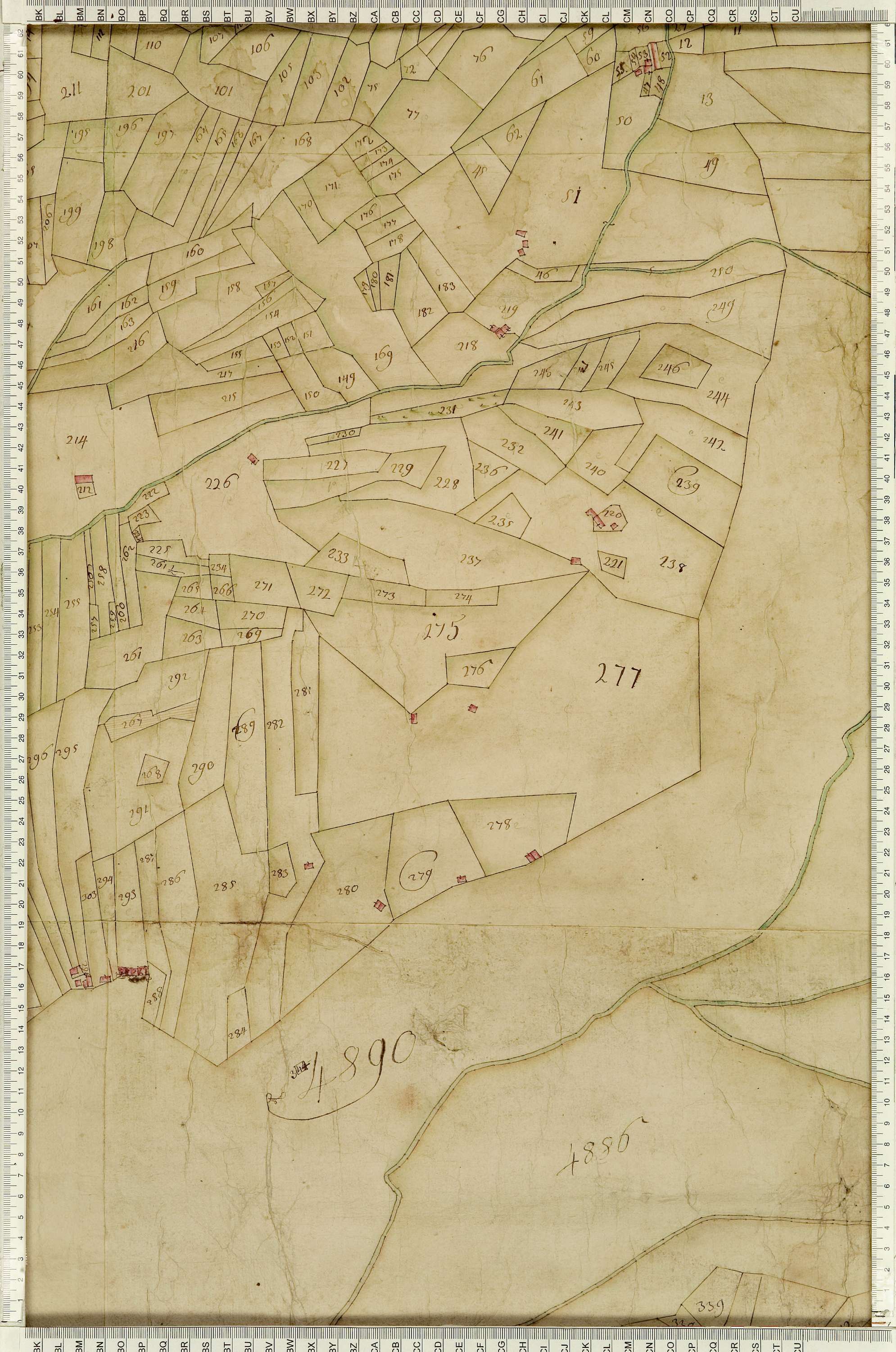 Montaimont - Copie de la mappe originale (plan cadastral) de la commune de Montaymont. Signée Cocelli, directeur de la péréquation générale.