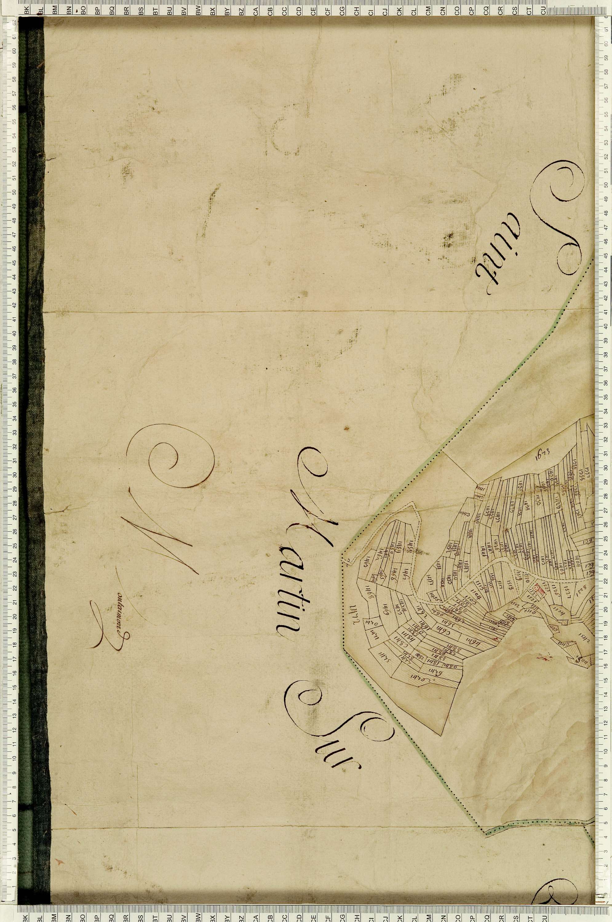 Montaimont - Copie de la mappe originale (plan cadastral) de la commune de Montaymont. Signée Cocelli, directeur de la péréquation générale.