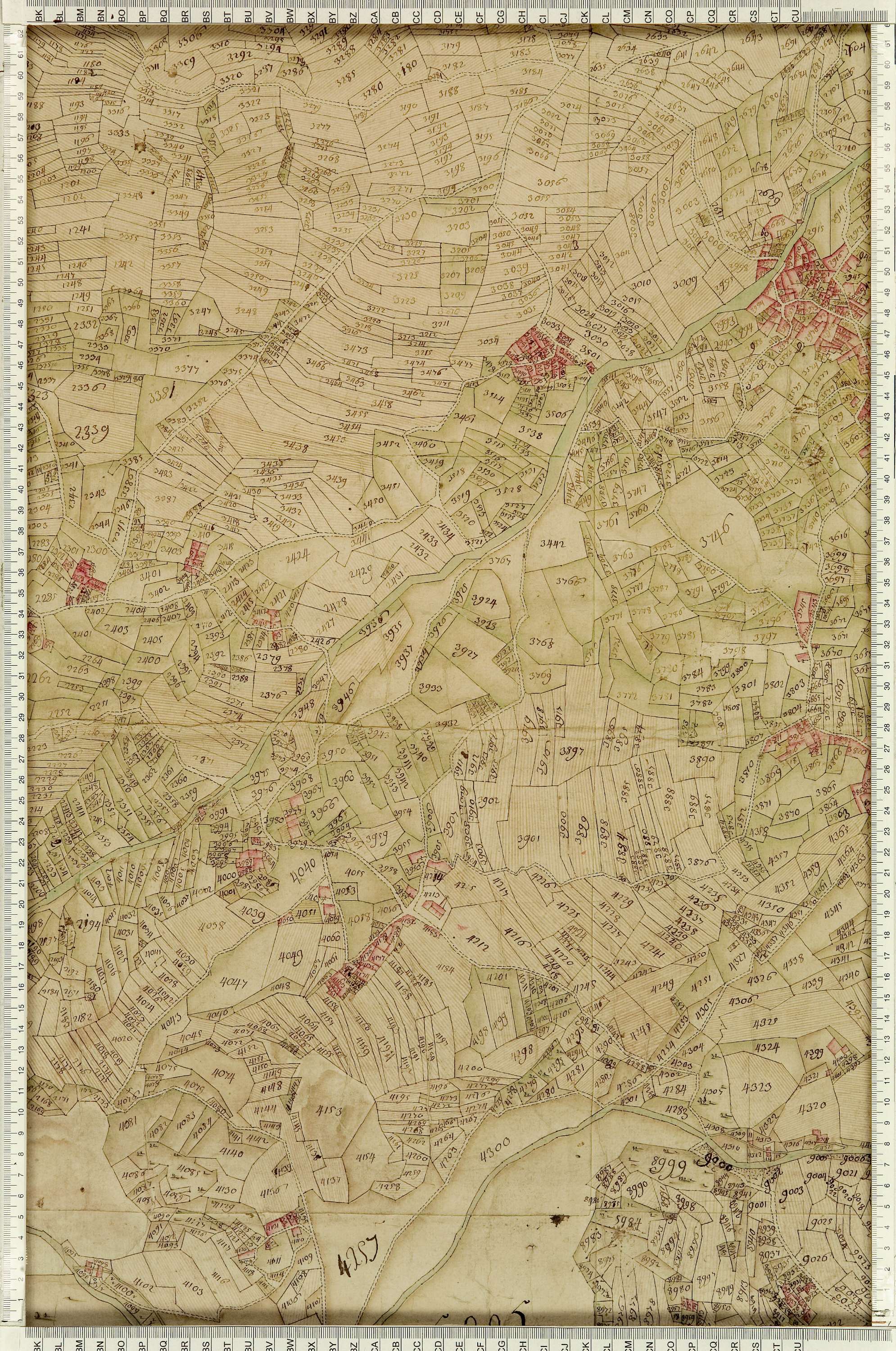 Montaimont - Copie de la mappe originale (plan cadastral) de la commune de Montaymont. Signée Cocelli, directeur de la péréquation générale.