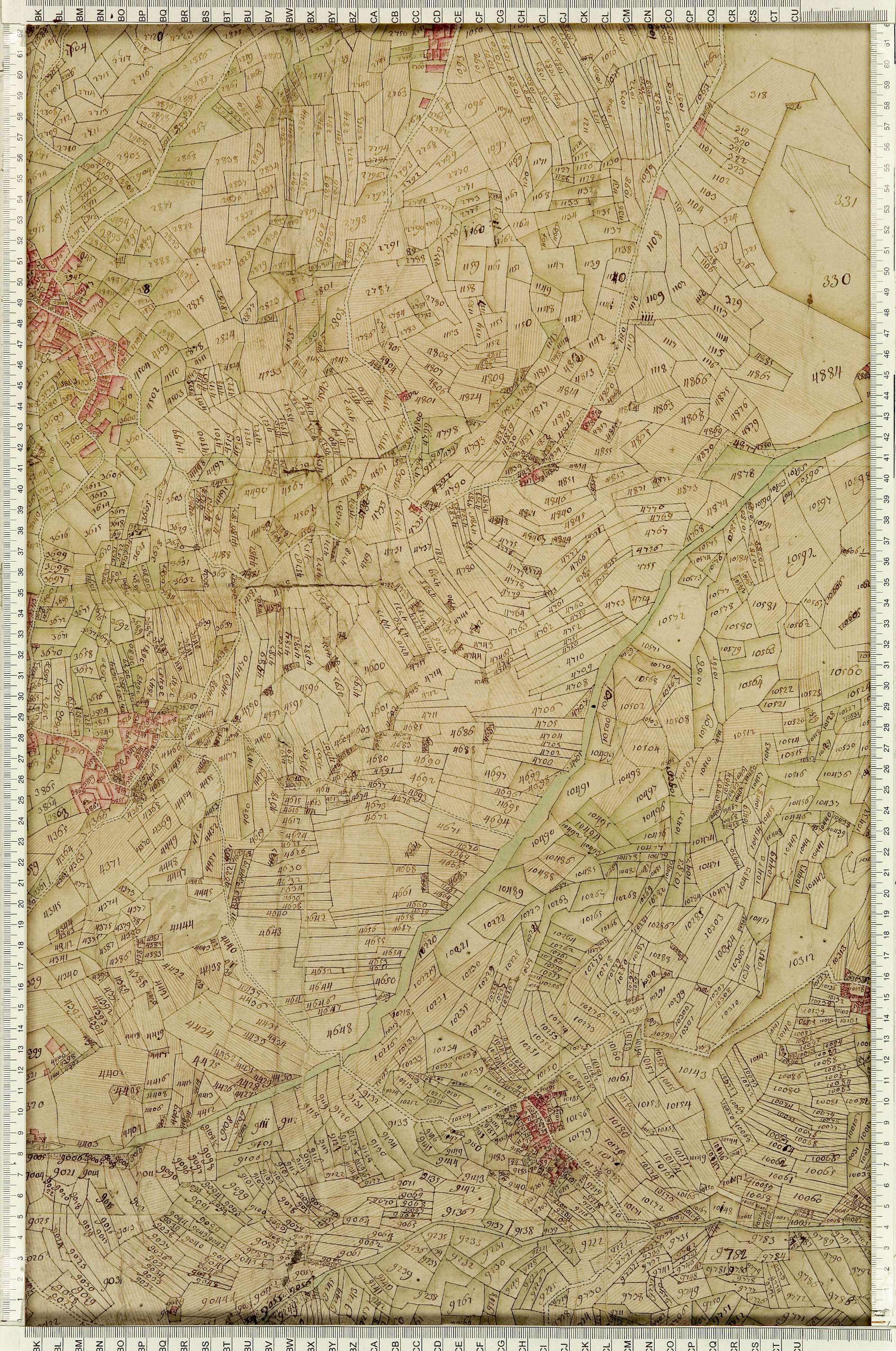 Montaimont - Copie de la mappe originale (plan cadastral) de la commune de Montaymont. Signée Cocelli, directeur de la péréquation générale.