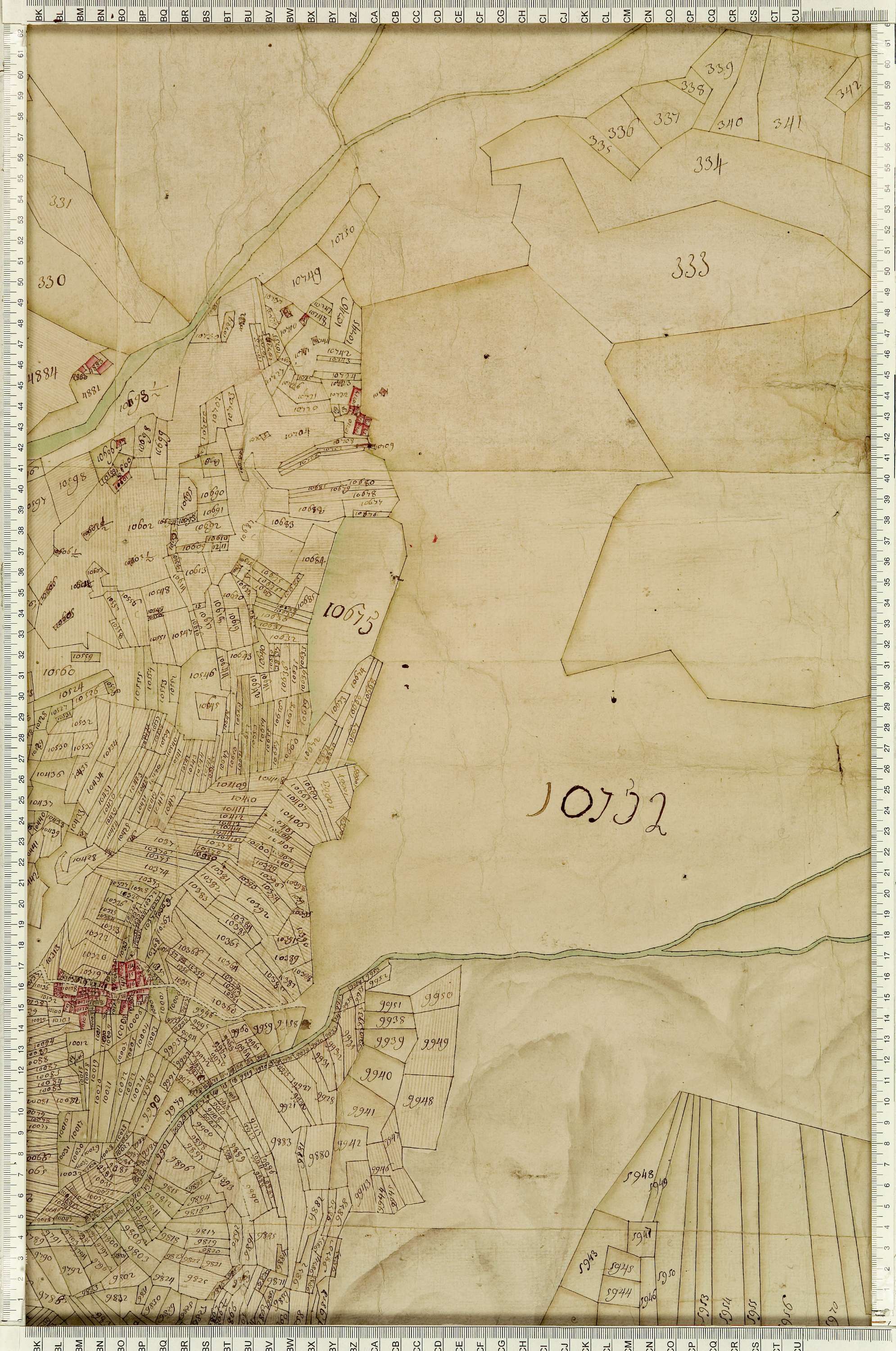 Montaimont - Copie de la mappe originale (plan cadastral) de la commune de Montaymont. Signée Cocelli, directeur de la péréquation générale.
