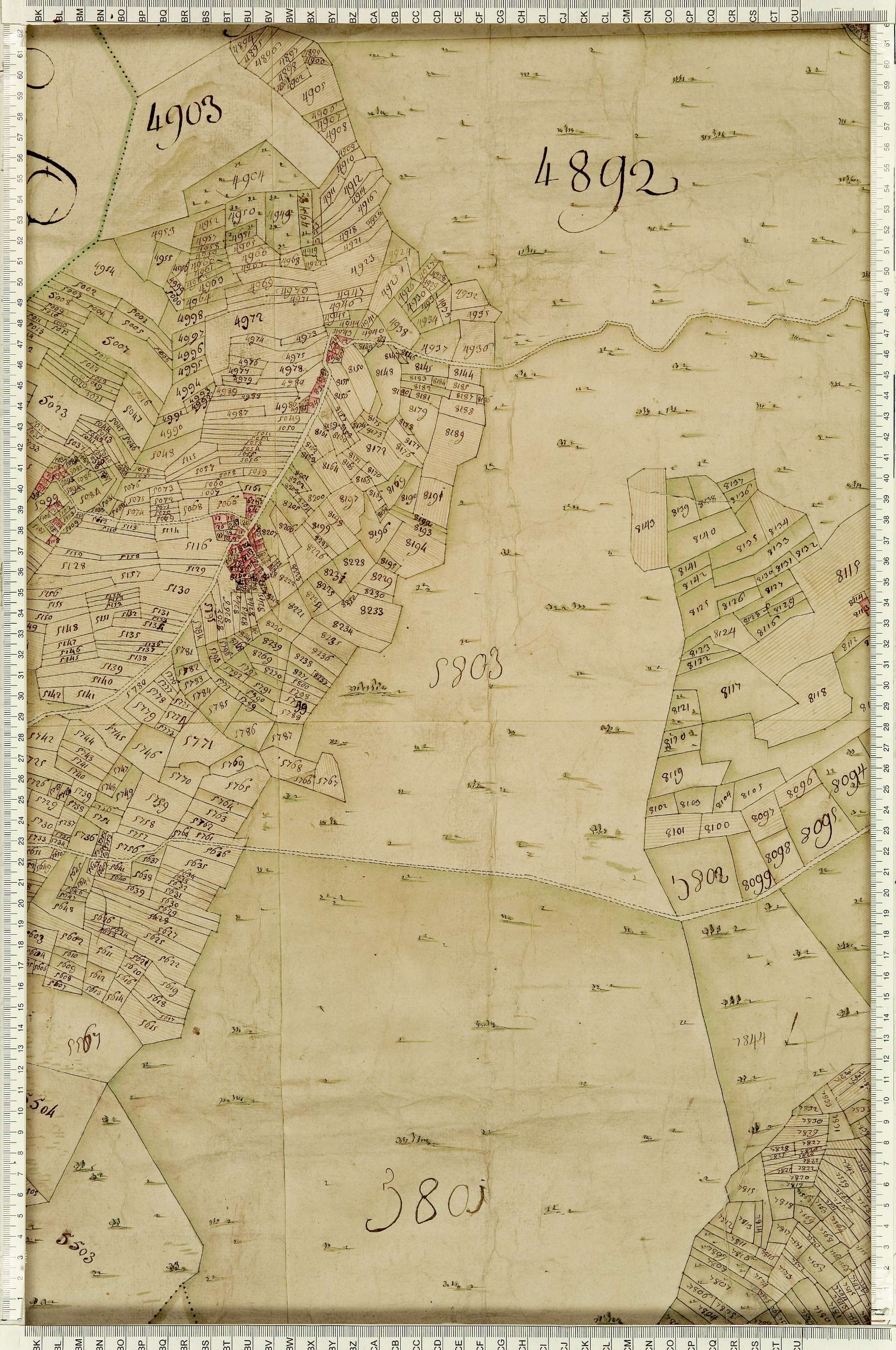 Montaimont - Copie de la mappe originale (plan cadastral) de la commune de Montaymont. Signée Cocelli, directeur de la péréquation générale.