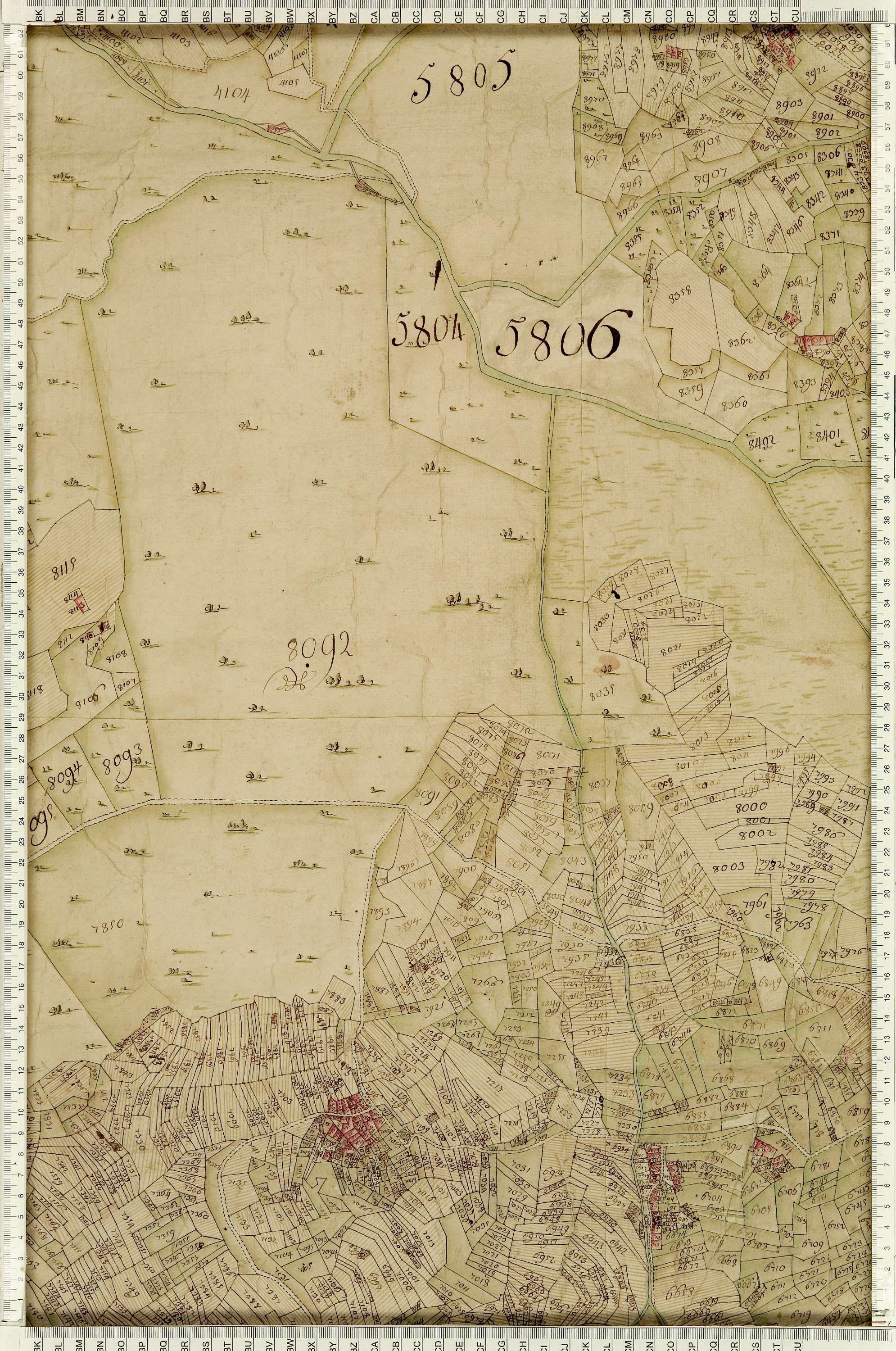 Montaimont - Copie de la mappe originale (plan cadastral) de la commune de Montaymont. Signée Cocelli, directeur de la péréquation générale.