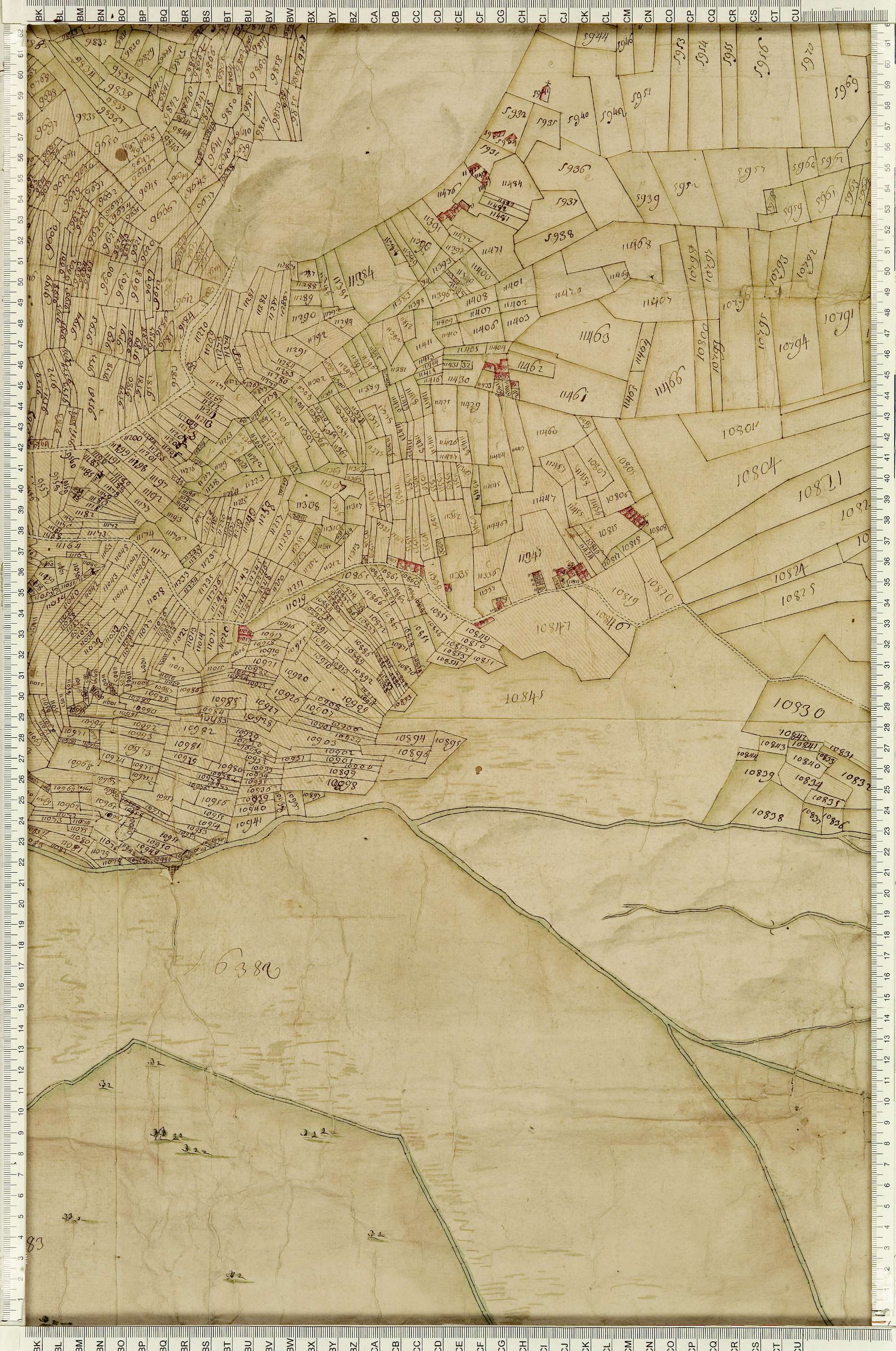 Montaimont - Copie de la mappe originale (plan cadastral) de la commune de Montaymont. Signée Cocelli, directeur de la péréquation générale.
