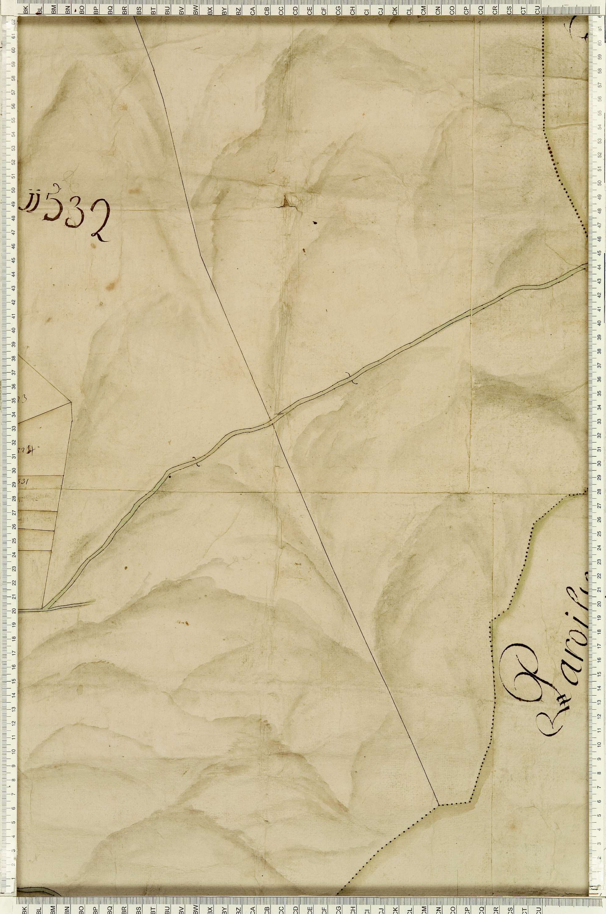 Montaimont - Copie de la mappe originale (plan cadastral) de la commune de Montaymont. Signée Cocelli, directeur de la péréquation générale.