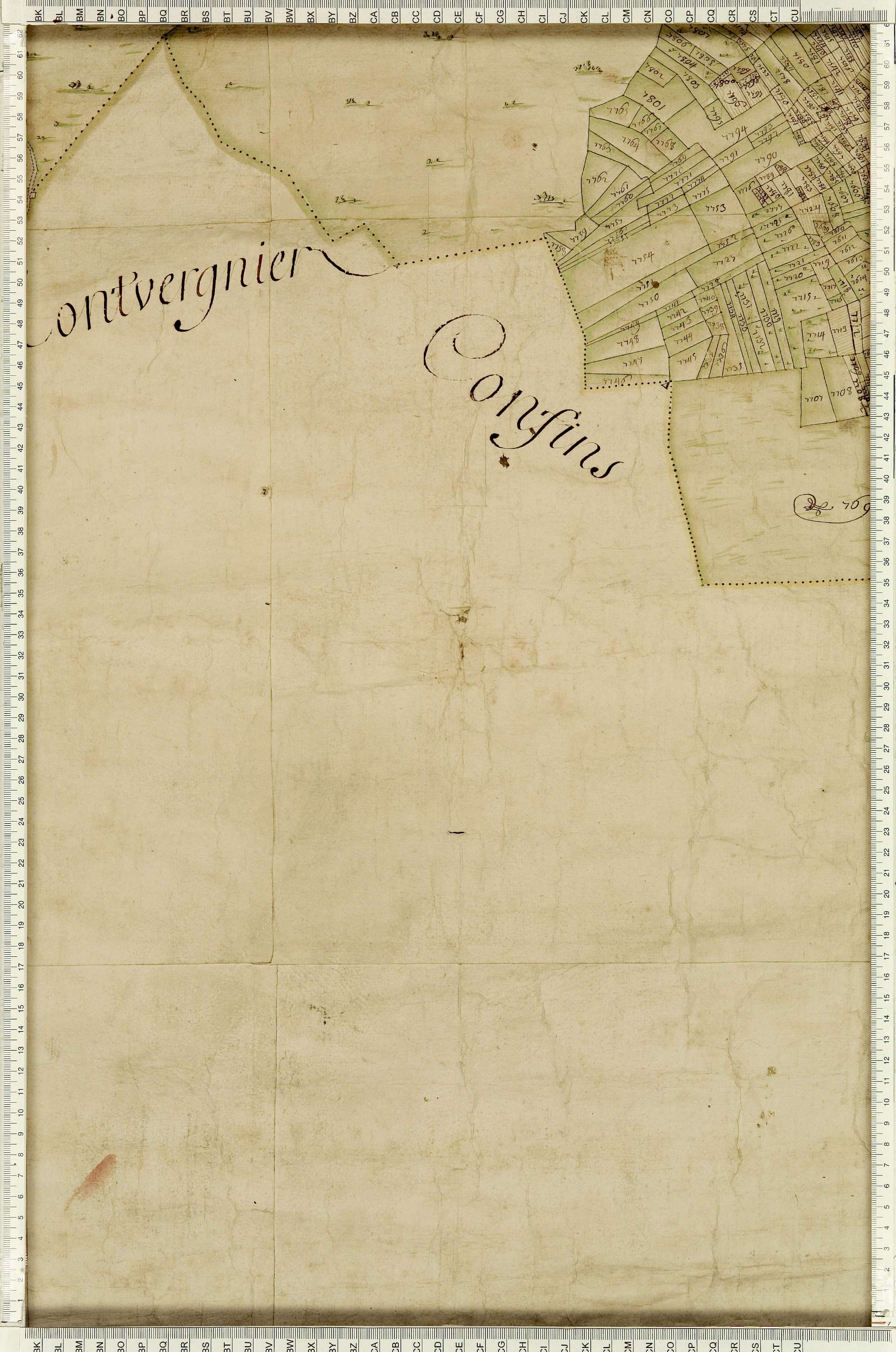 Montaimont - Copie de la mappe originale (plan cadastral) de la commune de Montaymont. Signée Cocelli, directeur de la péréquation générale.