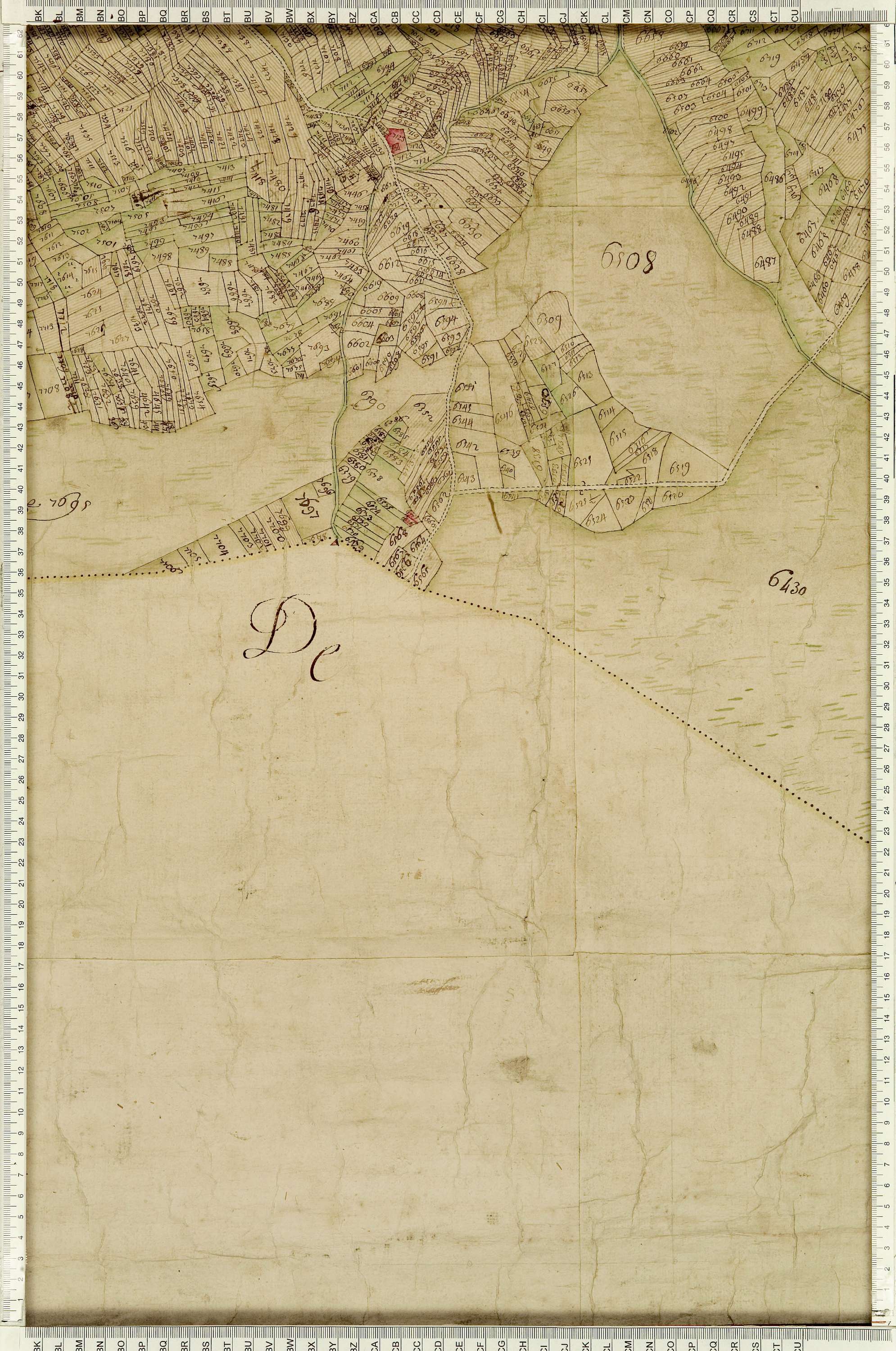 Montaimont - Copie de la mappe originale (plan cadastral) de la commune de Montaymont. Signée Cocelli, directeur de la péréquation générale.