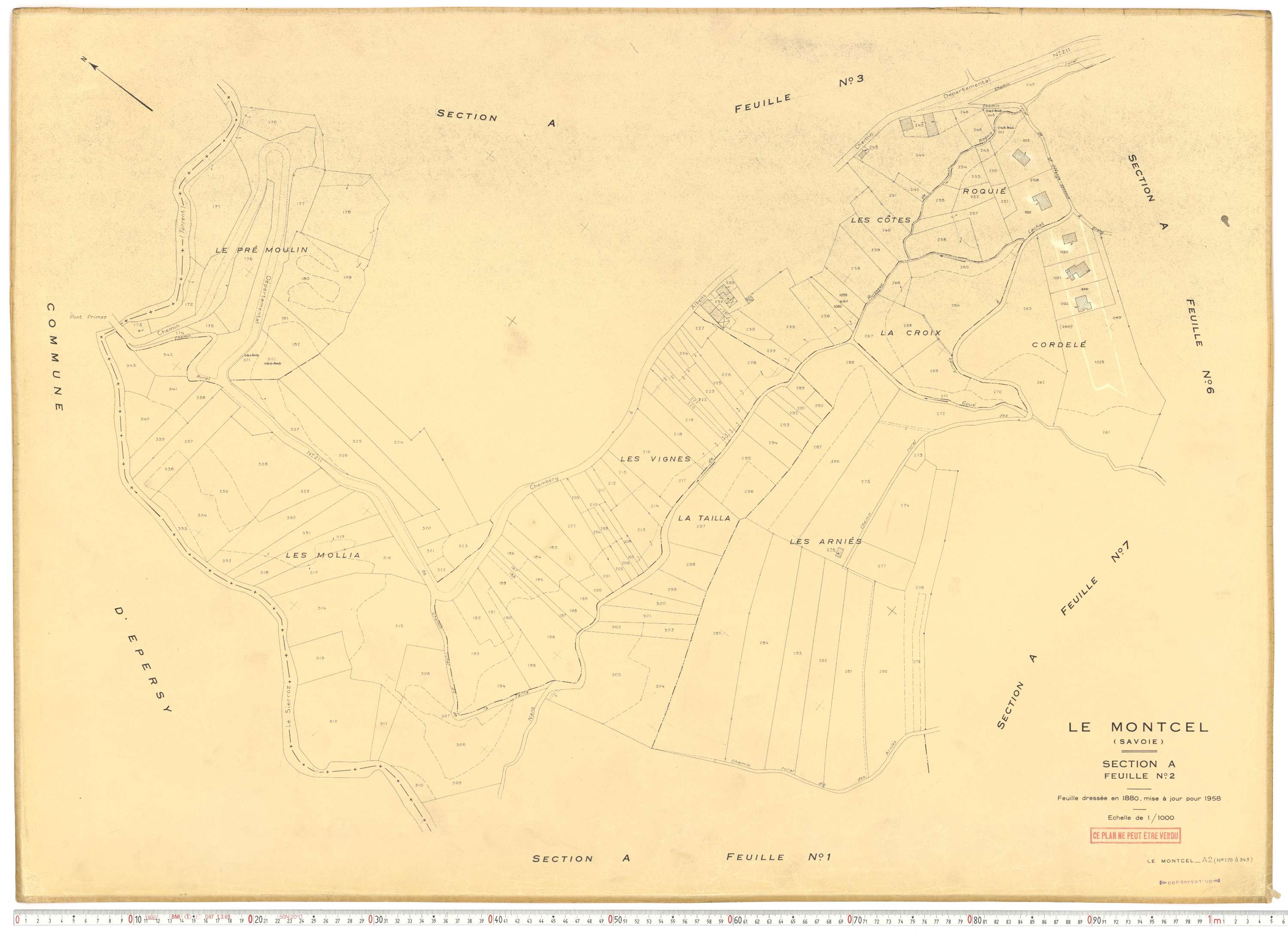 Montcel - Cadastre rénové, version de travail (1958).