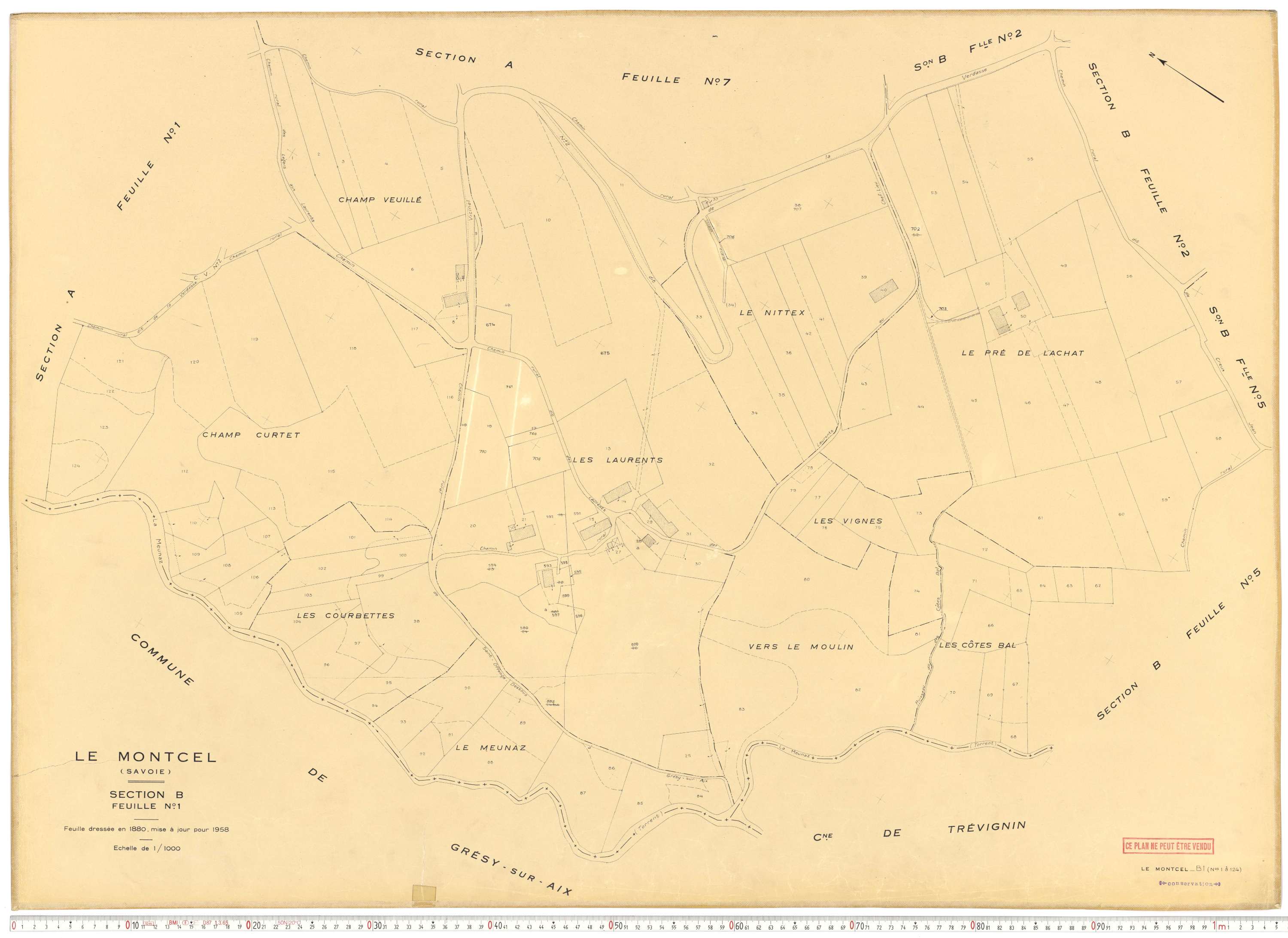 Montcel - Cadastre rénové, version de travail (1958).