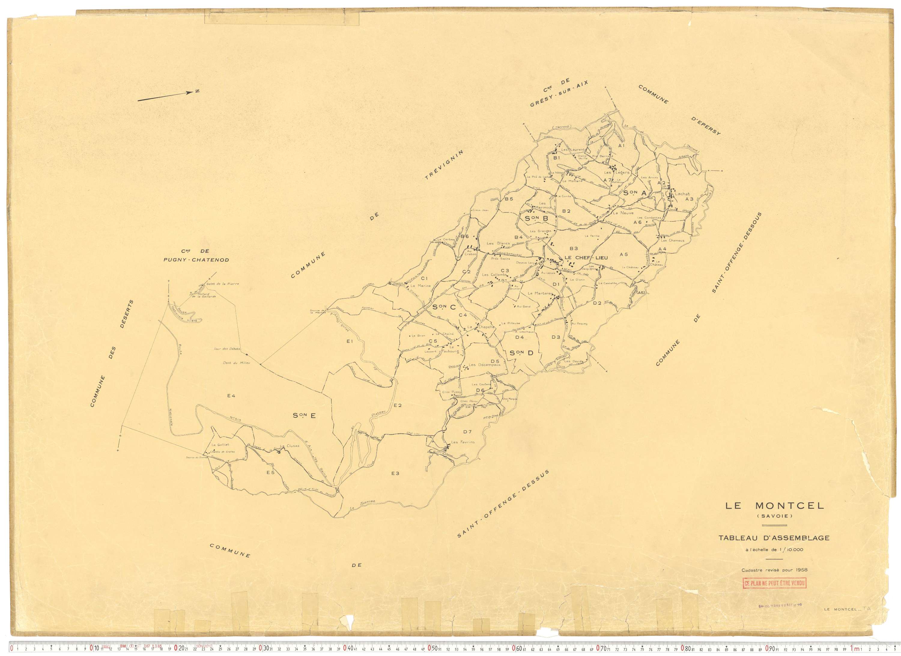 Montcel - Cadastre rénové, version de travail (1958).
