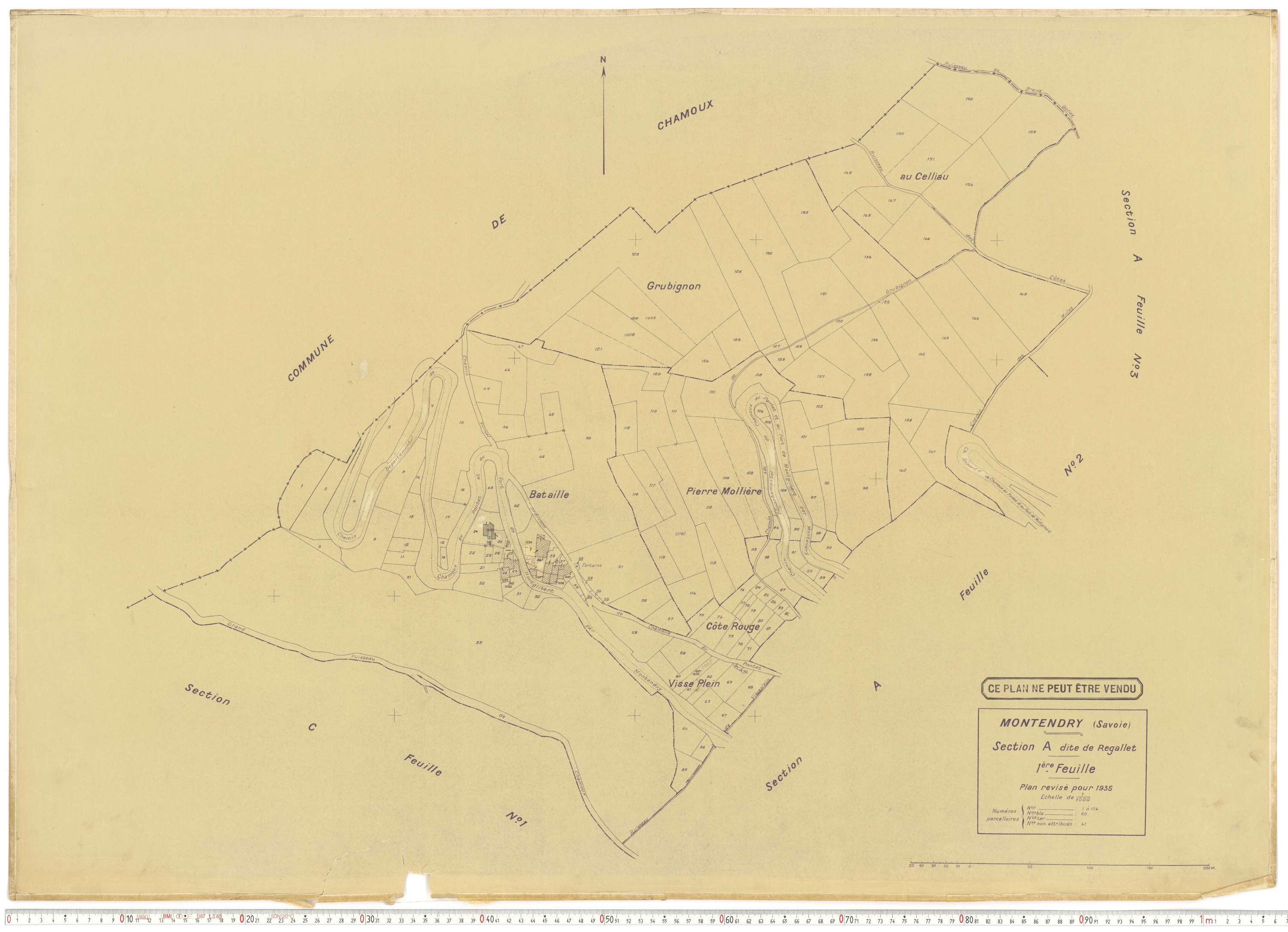 Montendry - Plans cadastraux du cadastre rénové en 1935 et mis à jour en 1988.