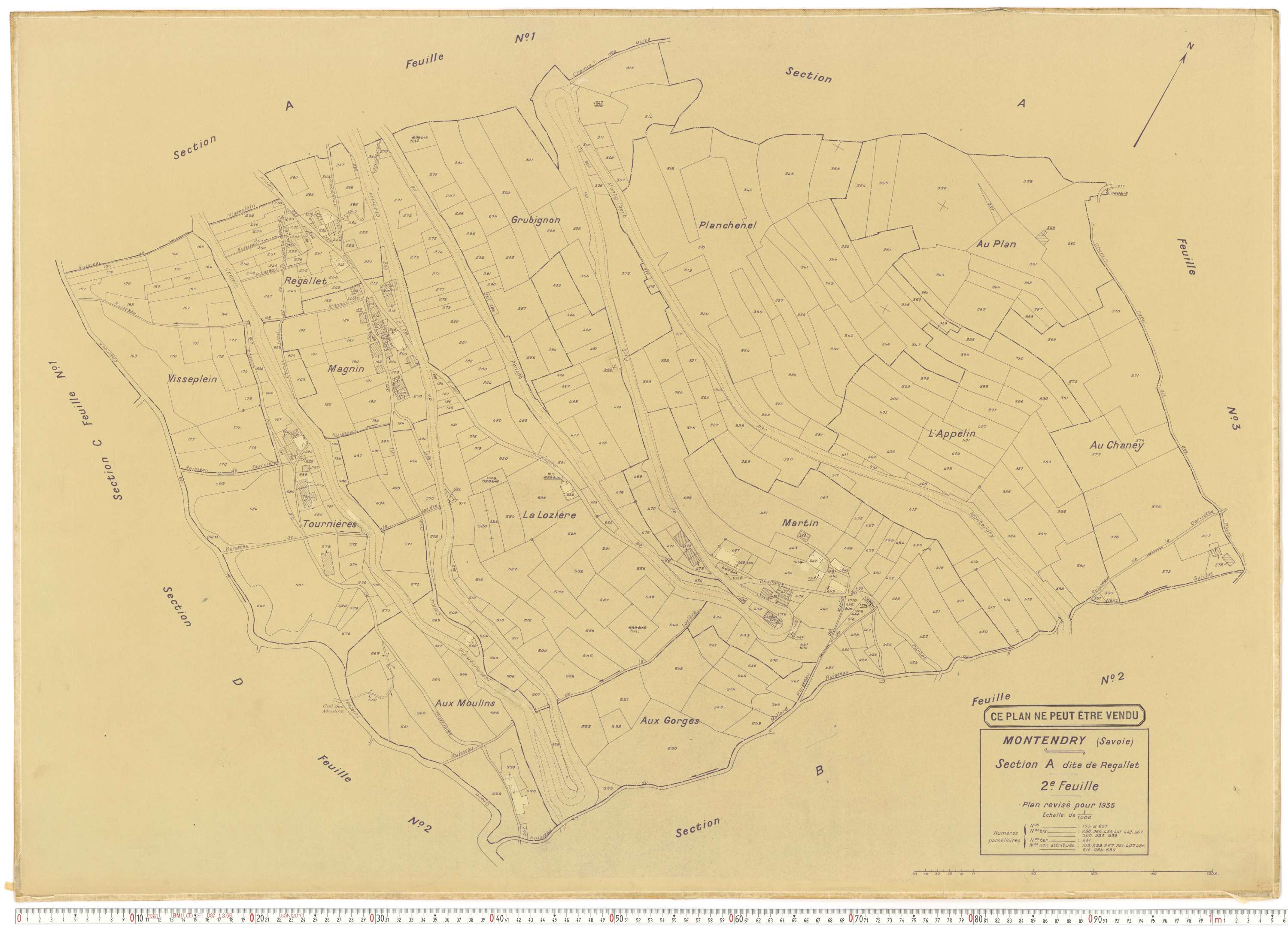 Montendry - Plans cadastraux du cadastre rénové en 1935 et mis à jour en 1988.