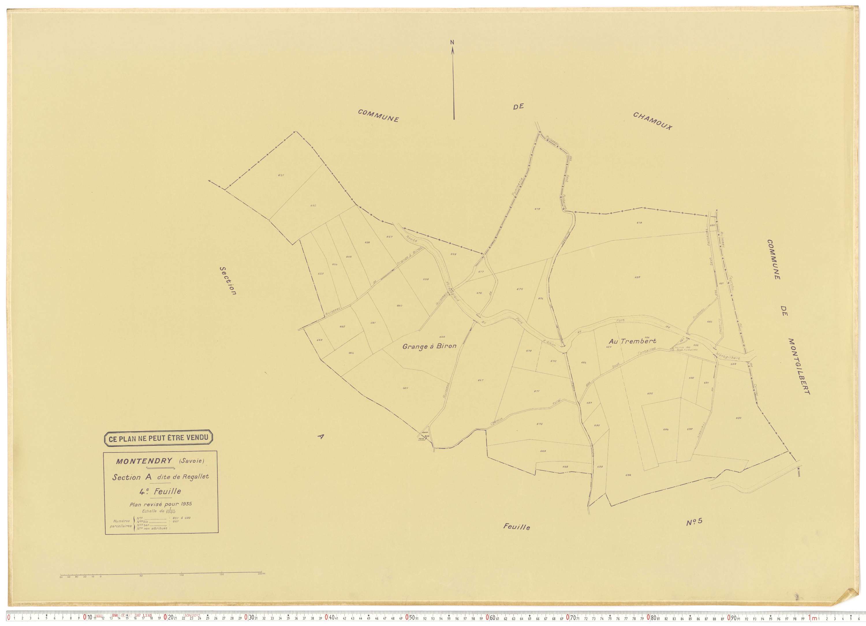 Montendry - Plans cadastraux du cadastre rénové en 1935 et mis à jour en 1988.
