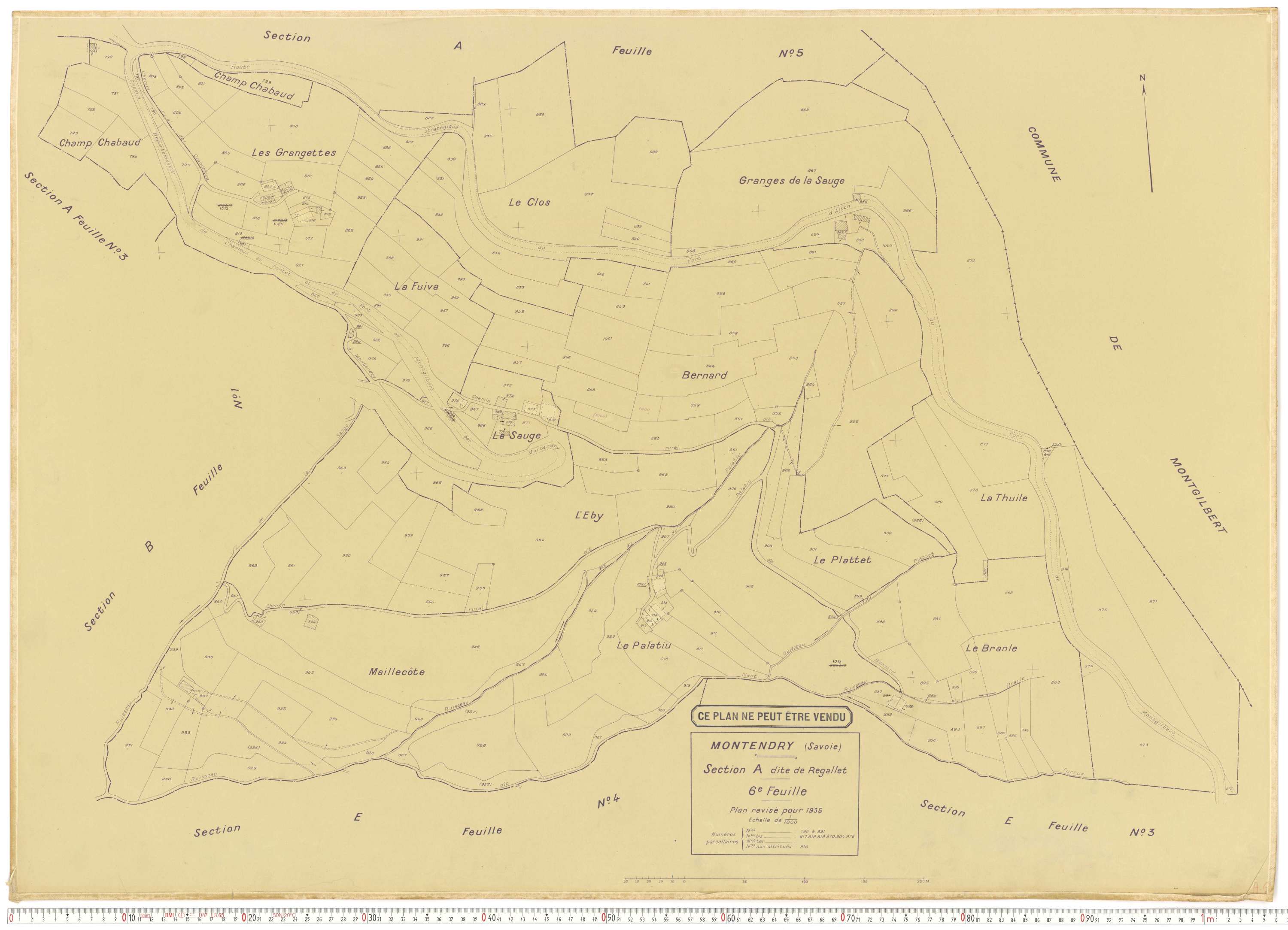 Montendry - Plans cadastraux du cadastre rénové en 1935 et mis à jour en 1988.